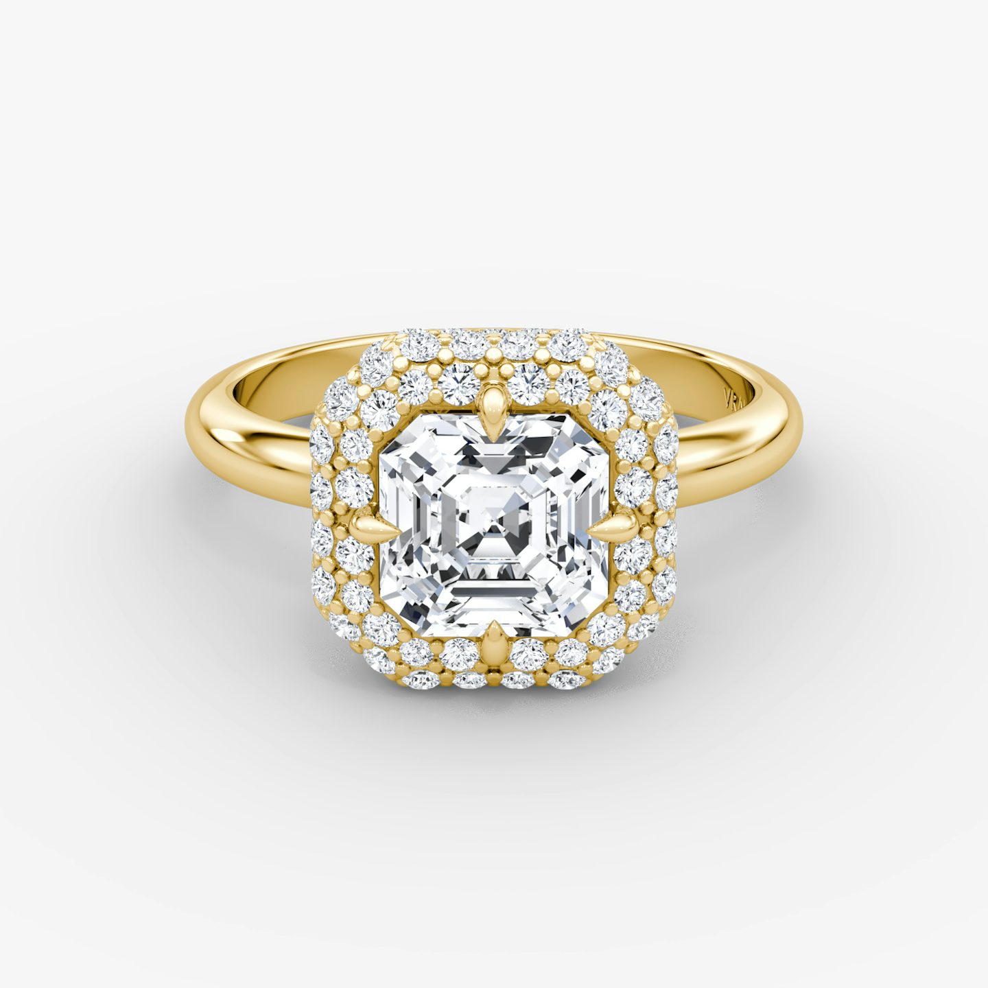 Anillo de compromiso Pavé Bombée | Asscher | 18k | Oro amarillo | bandAccent: Simple | diamondOrientation: vertical | caratWeight: other
