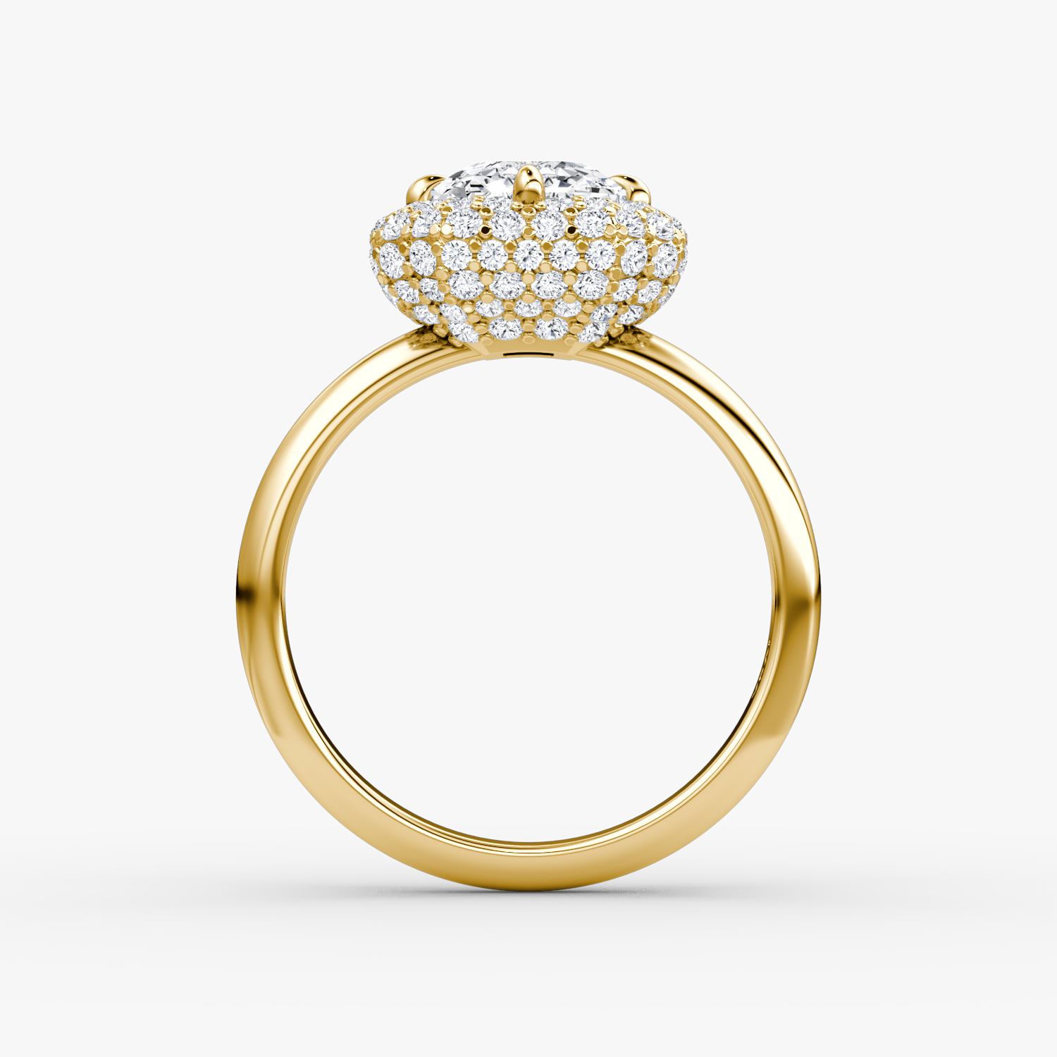 Bague de fiançailles Pavé Bombée | Asscher | 18k | Or jaune | bandAccent: Simple | diamondOrientation: vertical | caratWeight: other