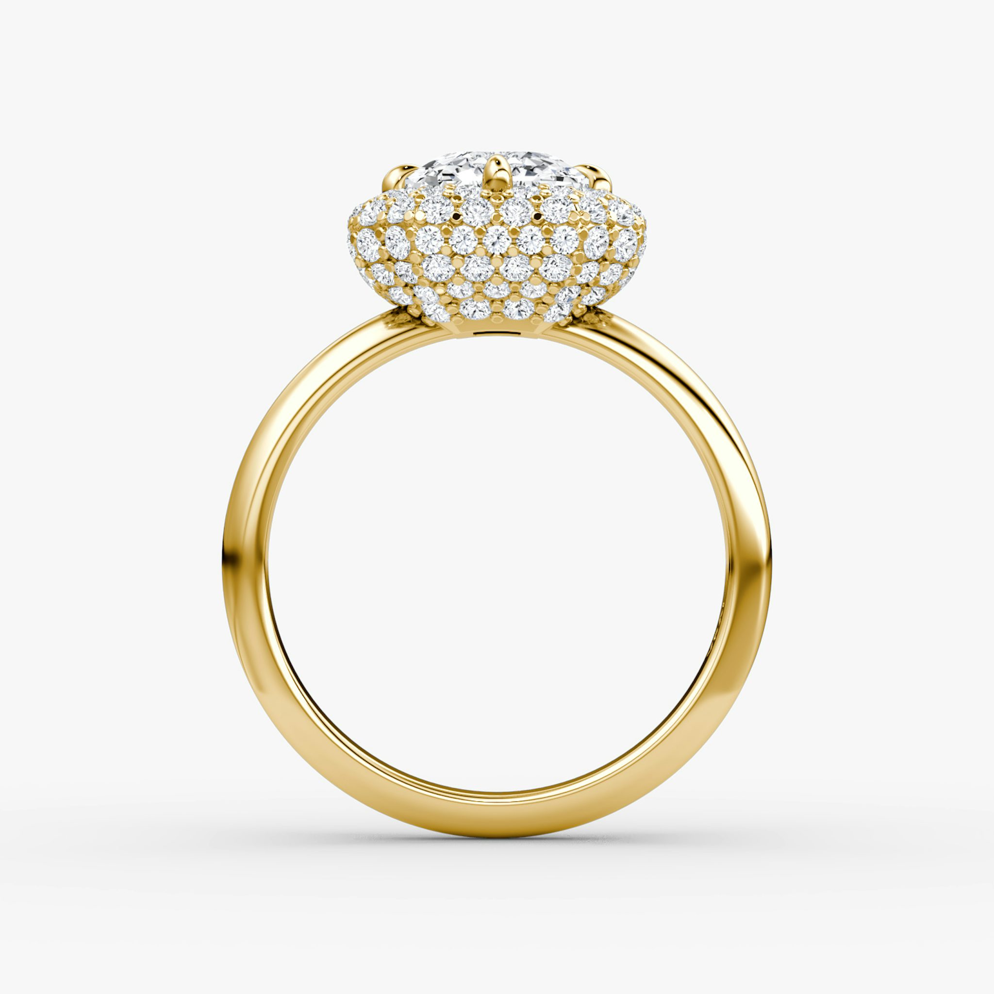 The Pavé Bombée | Asscher | 18k | Yellow Gold | bandAccent: Plain | diamondOrientation: vertical | caratWeight: other