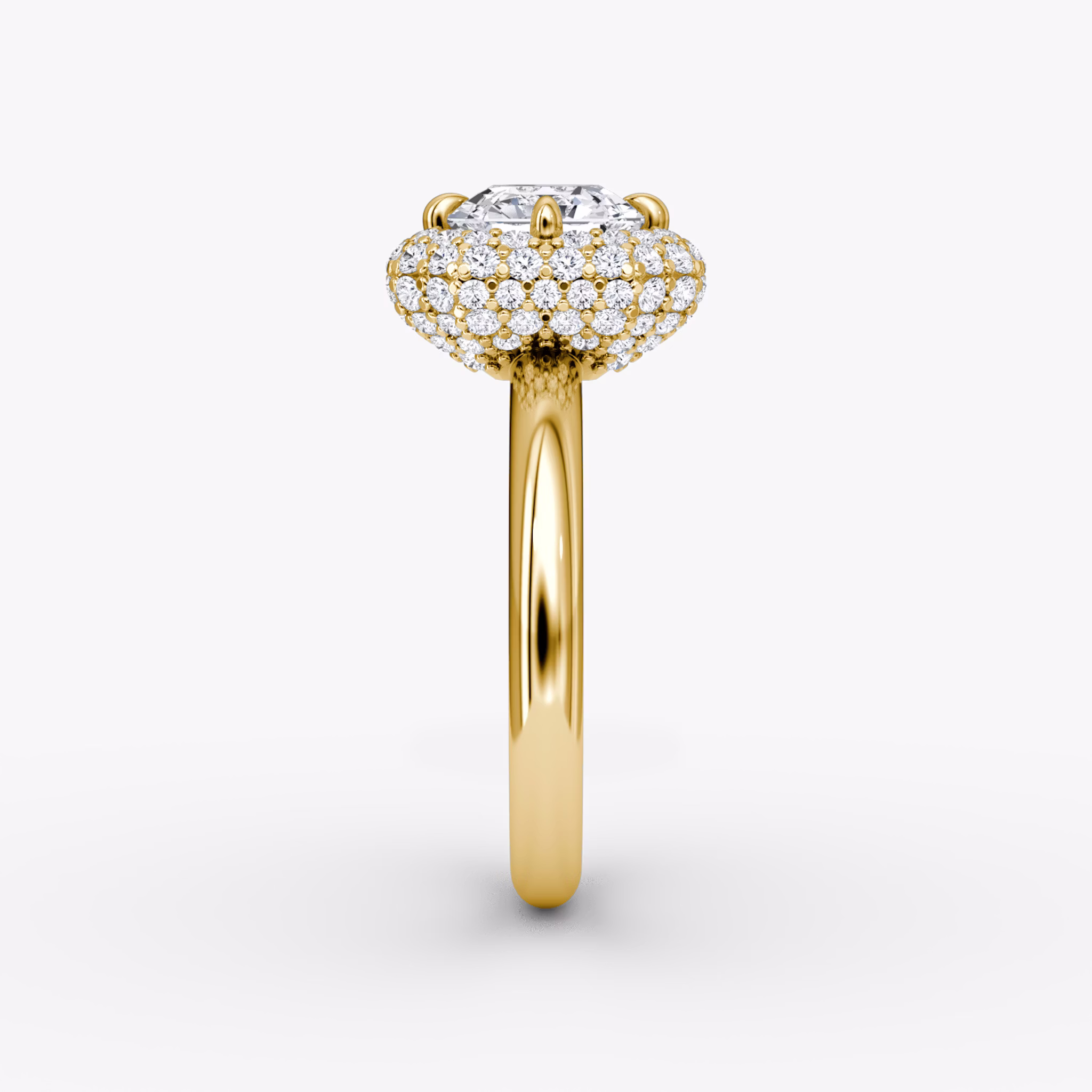 The Pavé Bombée | Asscher | 18k | Yellow Gold | bandAccent: Plain | diamondOrientation: vertical | caratWeight: other