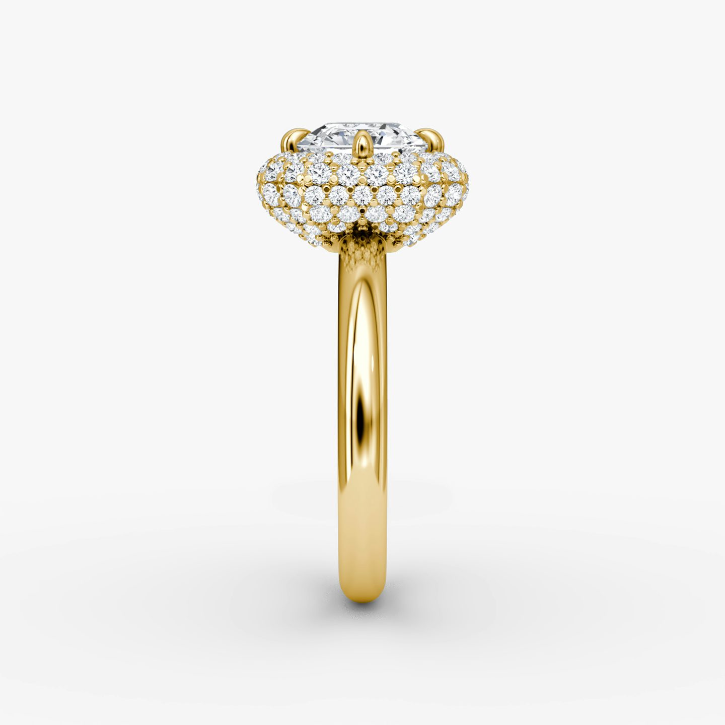 Anillo de compromiso Pavé Bombée | Asscher | 18k | Oro amarillo | bandAccent: Simple | diamondOrientation: vertical | caratWeight: other