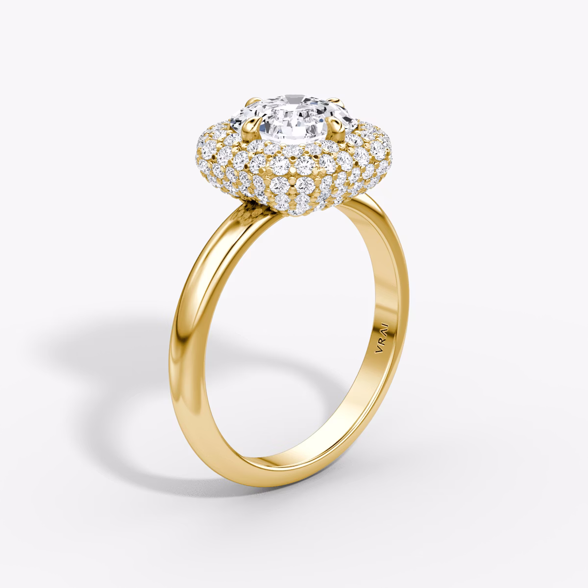 Anillo de compromiso Pavé Bombée | Asscher | 18k | Oro amarillo | bandAccent: Simple | diamondOrientation: vertical | caratWeight: other