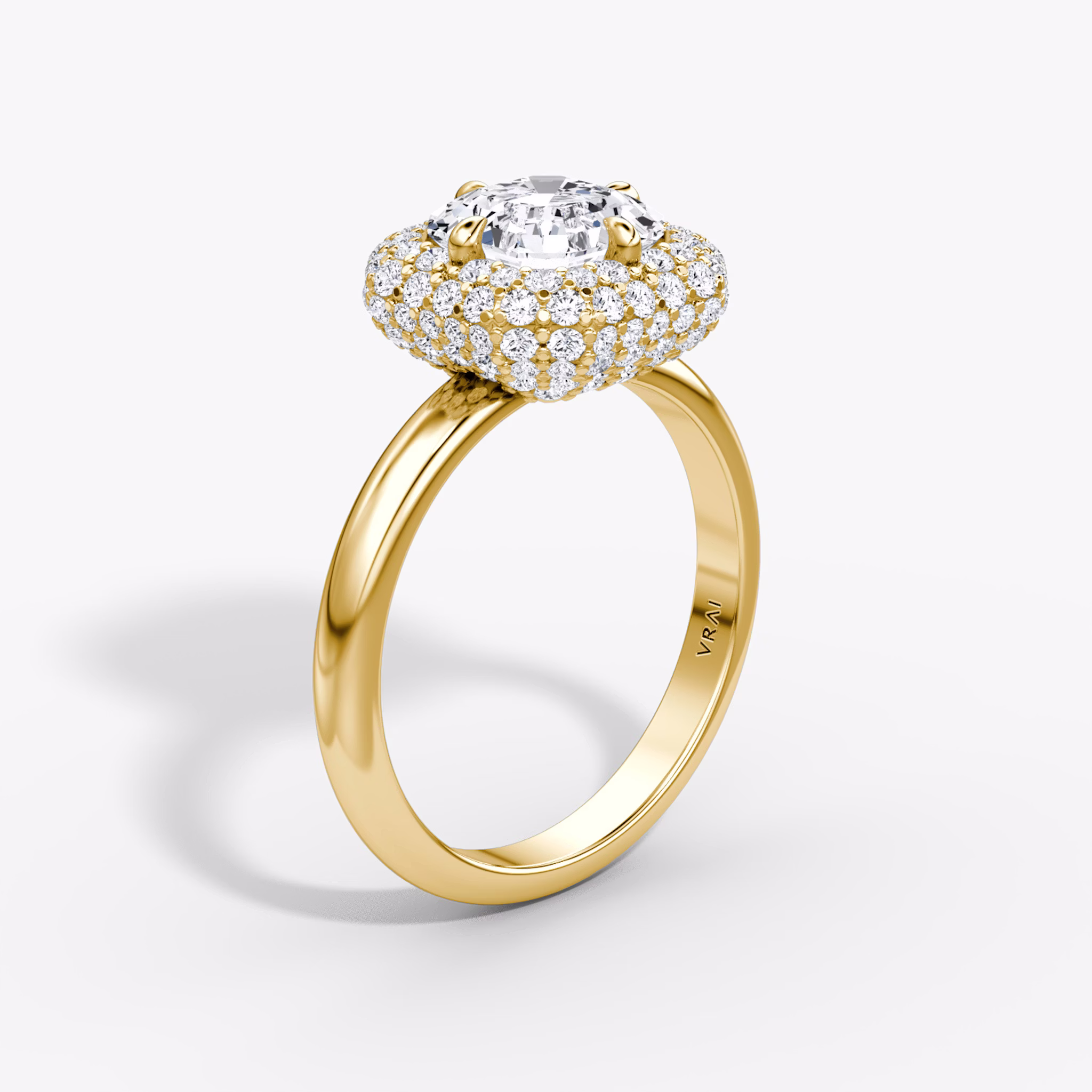 The Pavé Bombée | Asscher | 18k | Yellow Gold | bandAccent: Plain | diamondOrientation: vertical | caratWeight: other