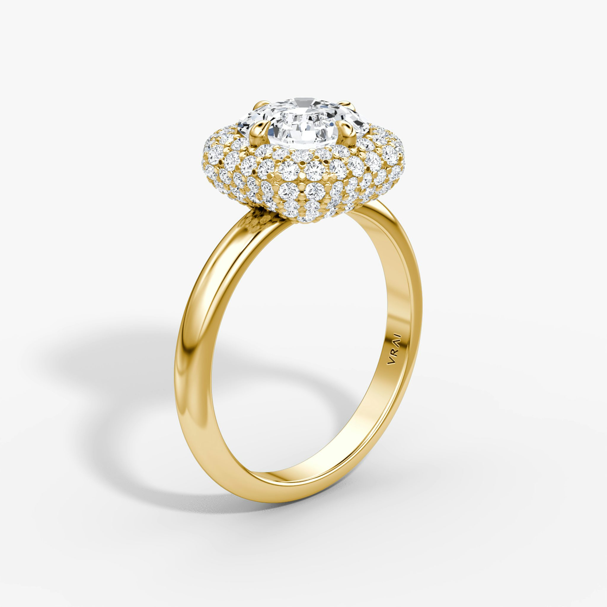 The Pavé Bombée | Asscher | 18k | Yellow Gold | bandAccent: Plain | diamondOrientation: vertical | caratWeight: other
