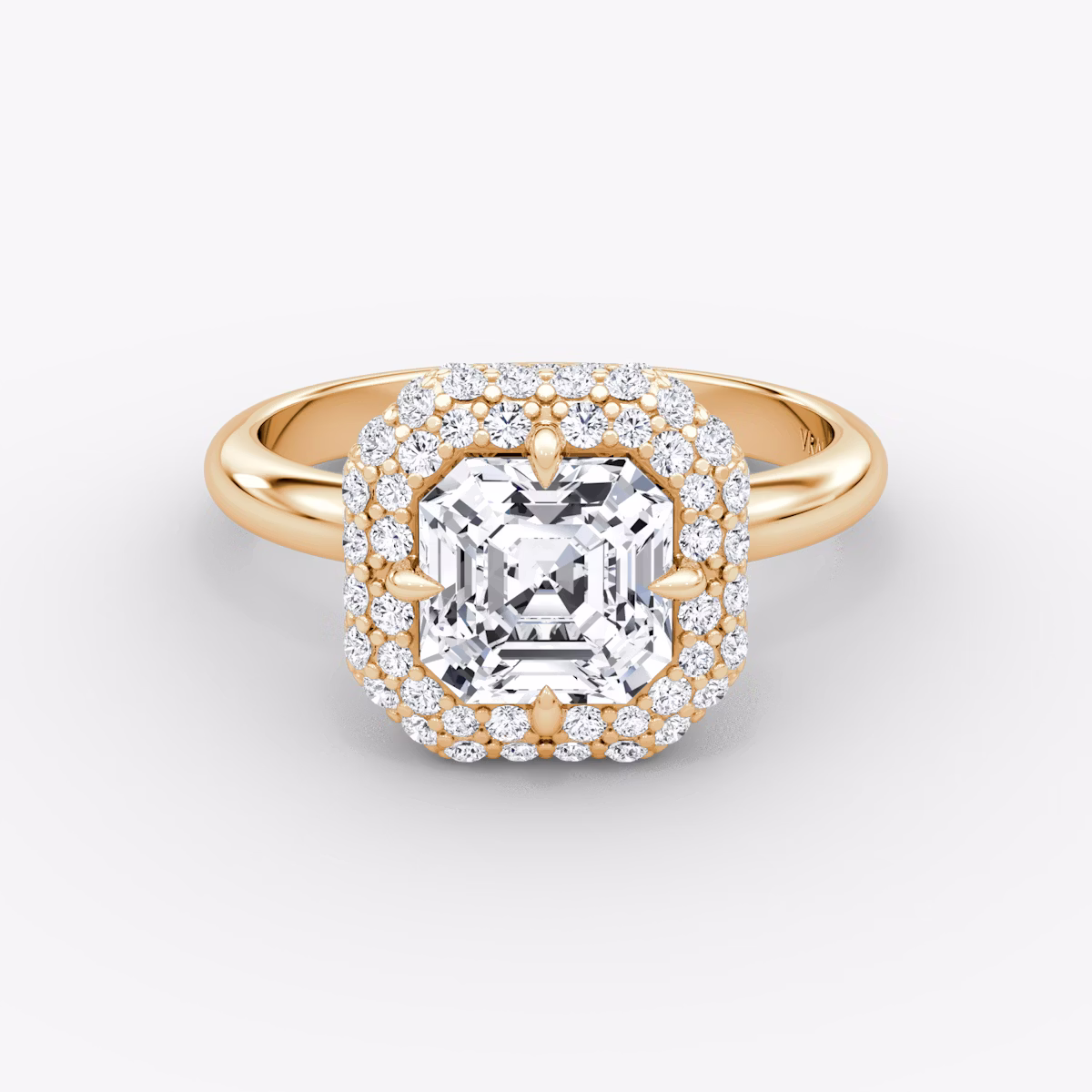 Anillo de compromiso Pavé Bombée | Asscher | 14k | Oro rosa | bandAccent: Simple | diamondOrientation: vertical | caratWeight: other
