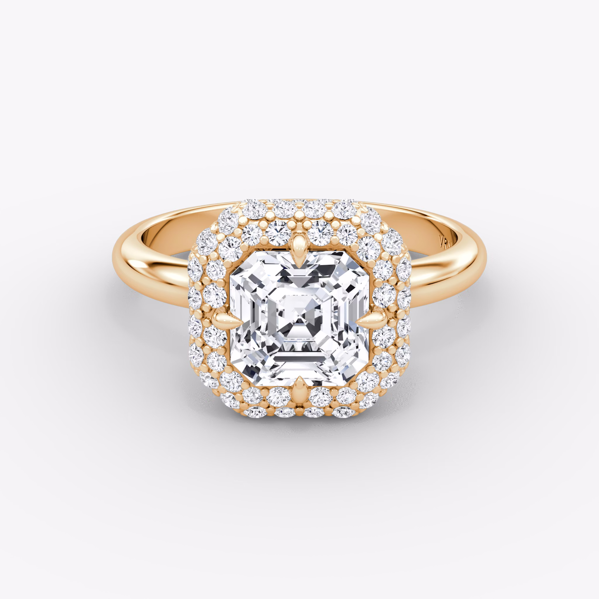 The Pavé Bombée | Asscher | 14k | Rose Gold | bandAccent: Plain | diamondOrientation: vertical | caratWeight: other