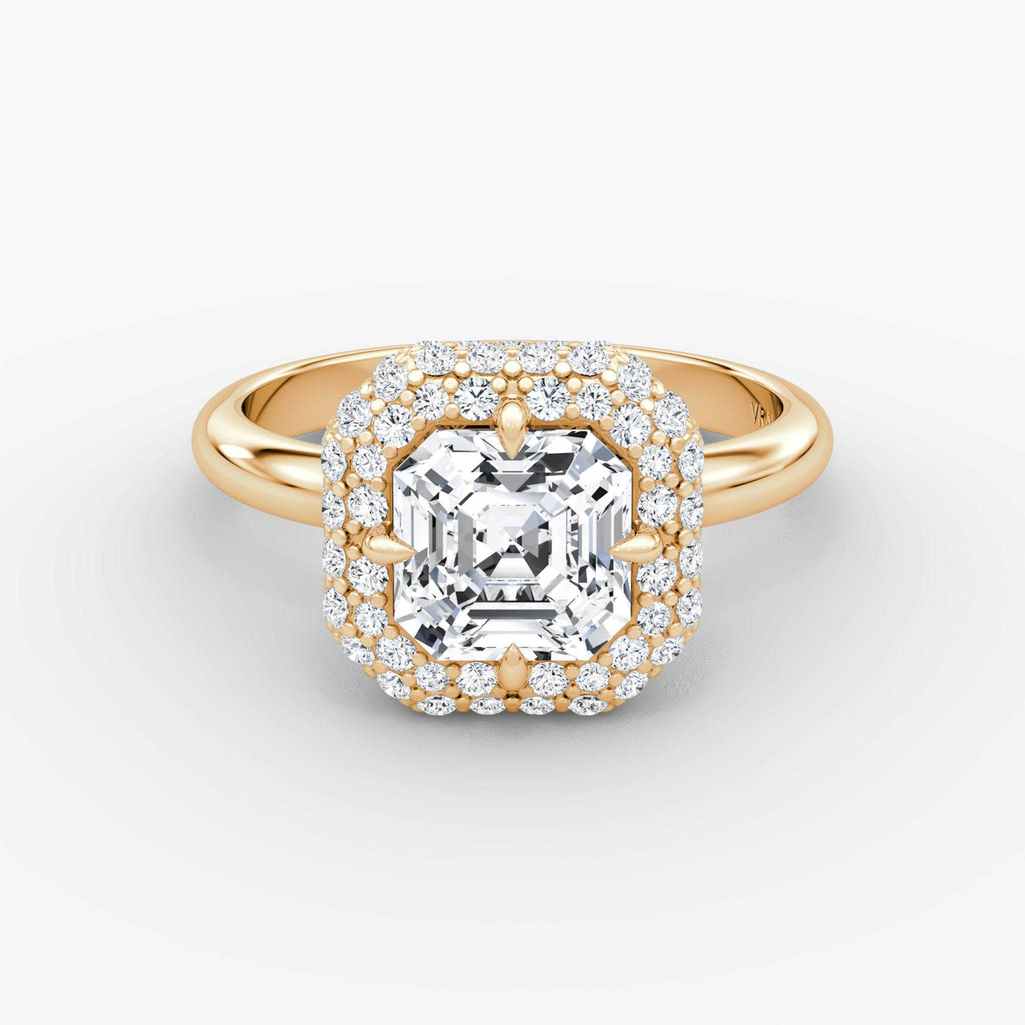 The Pavé Bombée | Asscher | 14k | Rose Gold | bandAccent: Plain | diamondOrientation: vertical | caratWeight: other