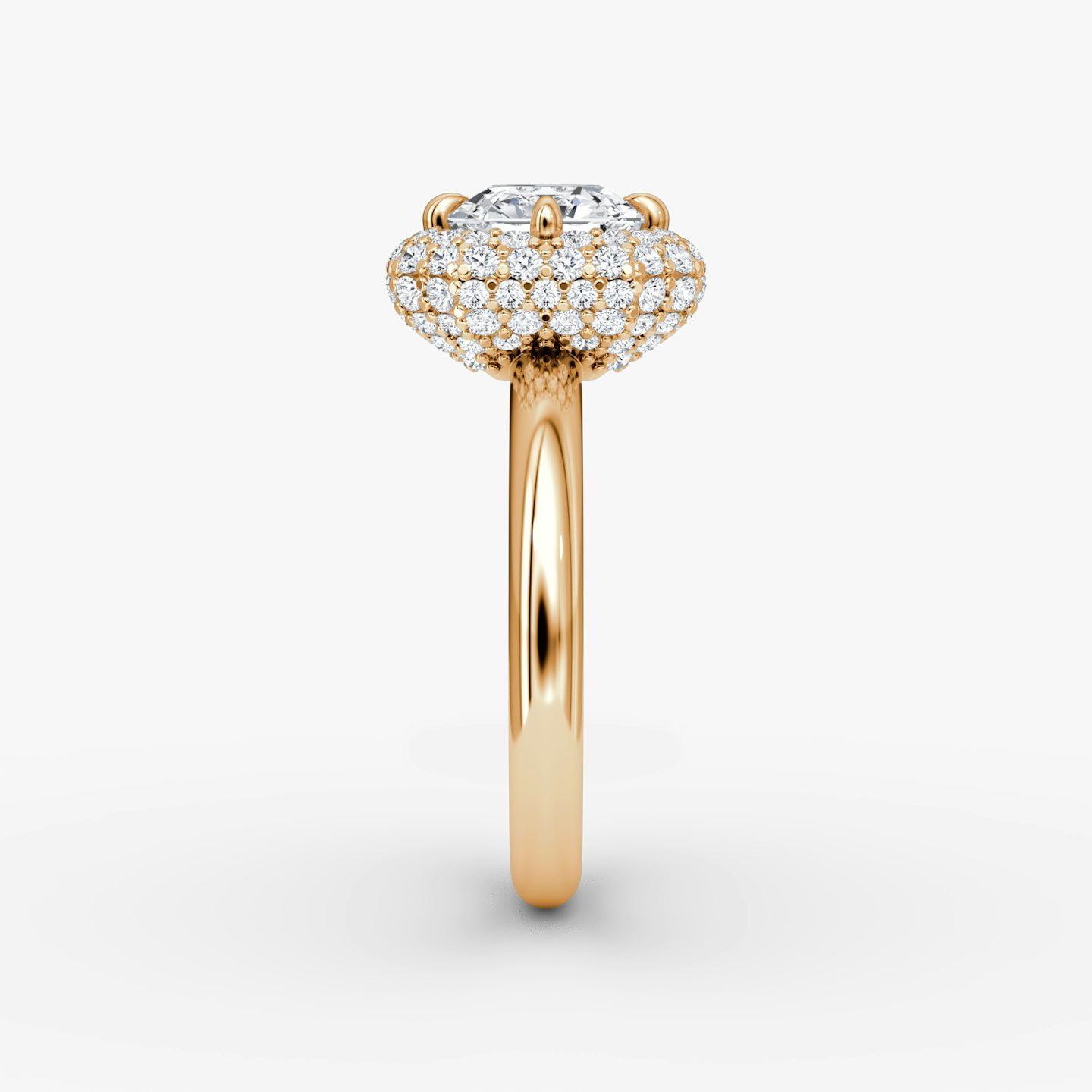 Anillo de compromiso Pavé Bombée | Asscher | 14k | Oro rosa | bandAccent: Simple | diamondOrientation: vertical | caratWeight: other