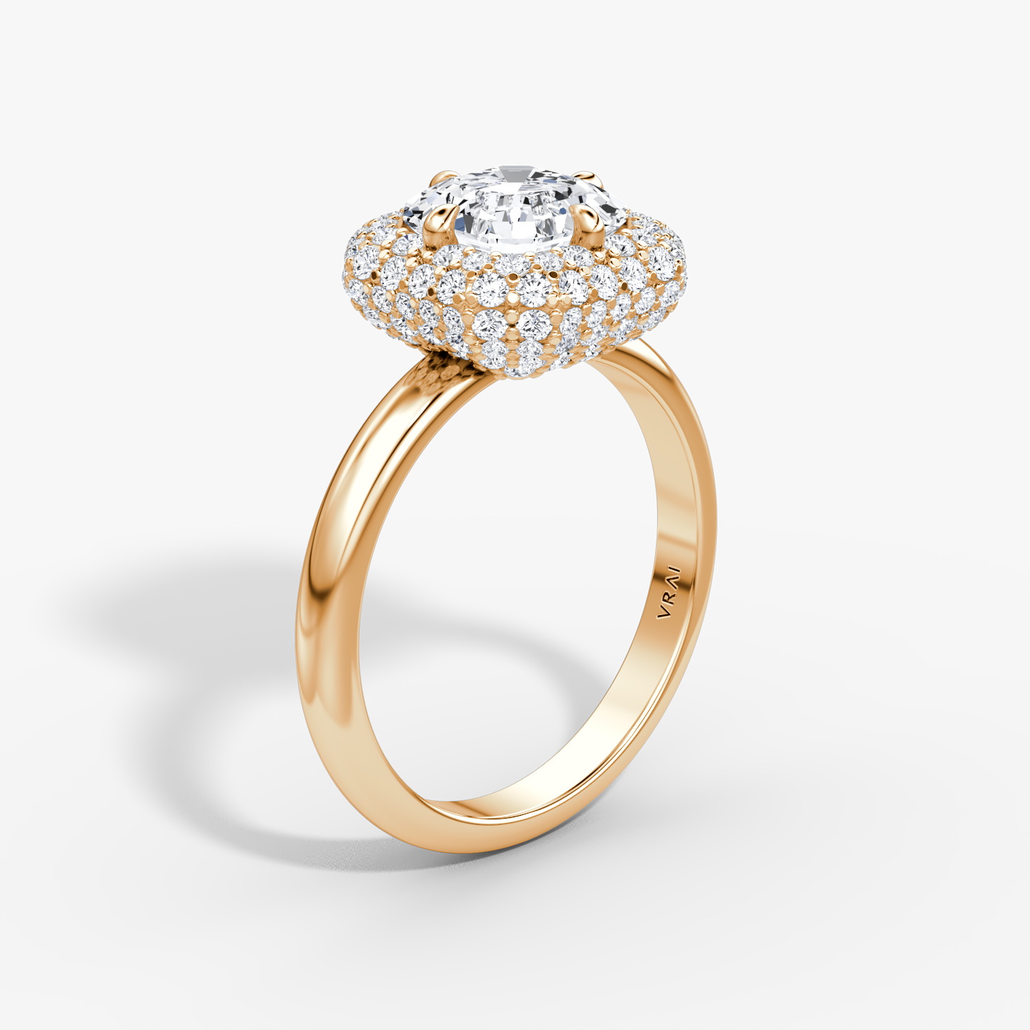 Bague de fiançailles Pavé Bombée | Asscher | 14k | Or rose | bandAccent: Simple | diamondOrientation: vertical | caratWeight: other