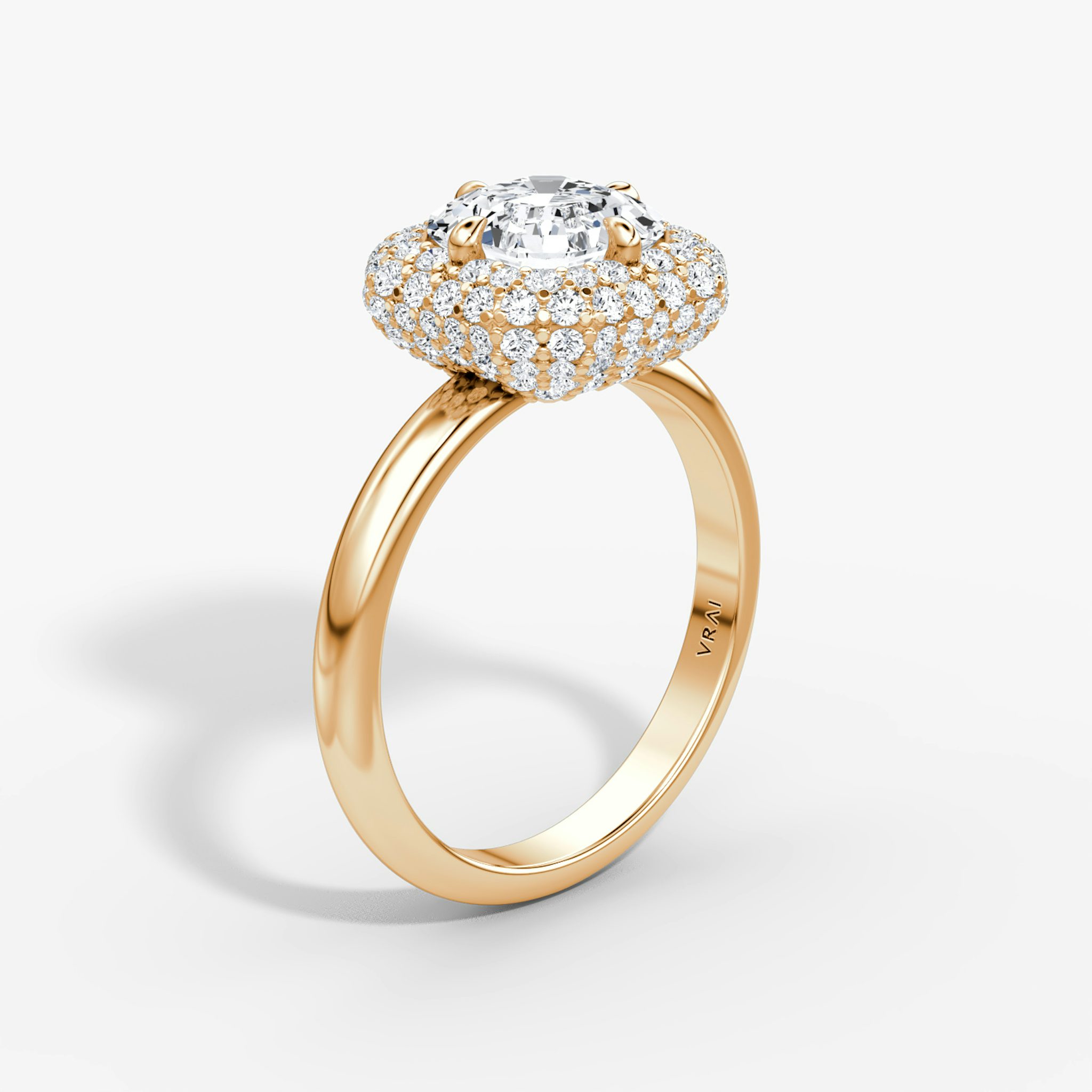The Pavé Bombée | Asscher | 14k | Rose Gold | bandAccent: Plain | diamondOrientation: vertical | caratWeight: other