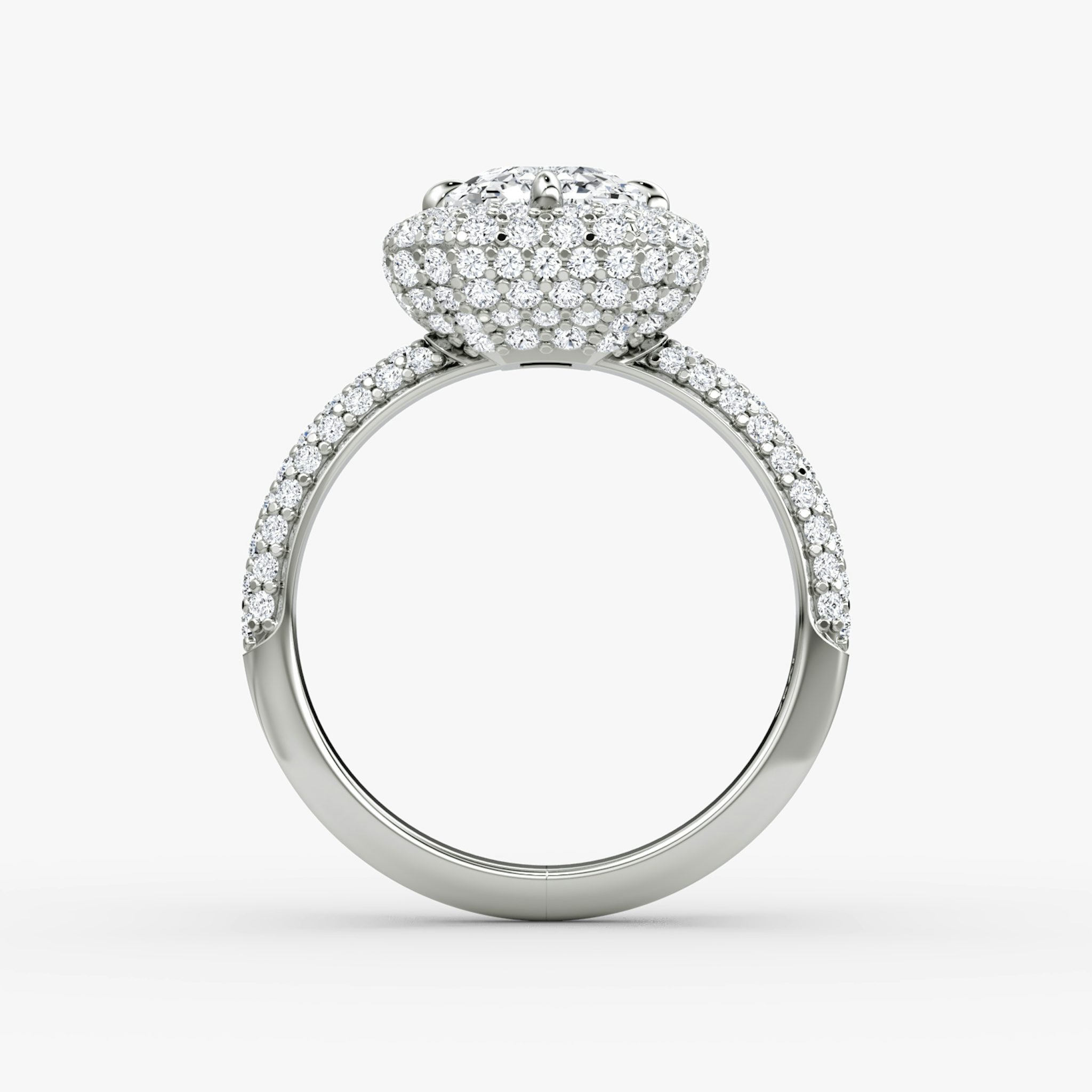 The Pavé Bombée | Asscher | 18k | White Gold | bandAccent: Pavé | diamondOrientation: vertical | caratWeight: other