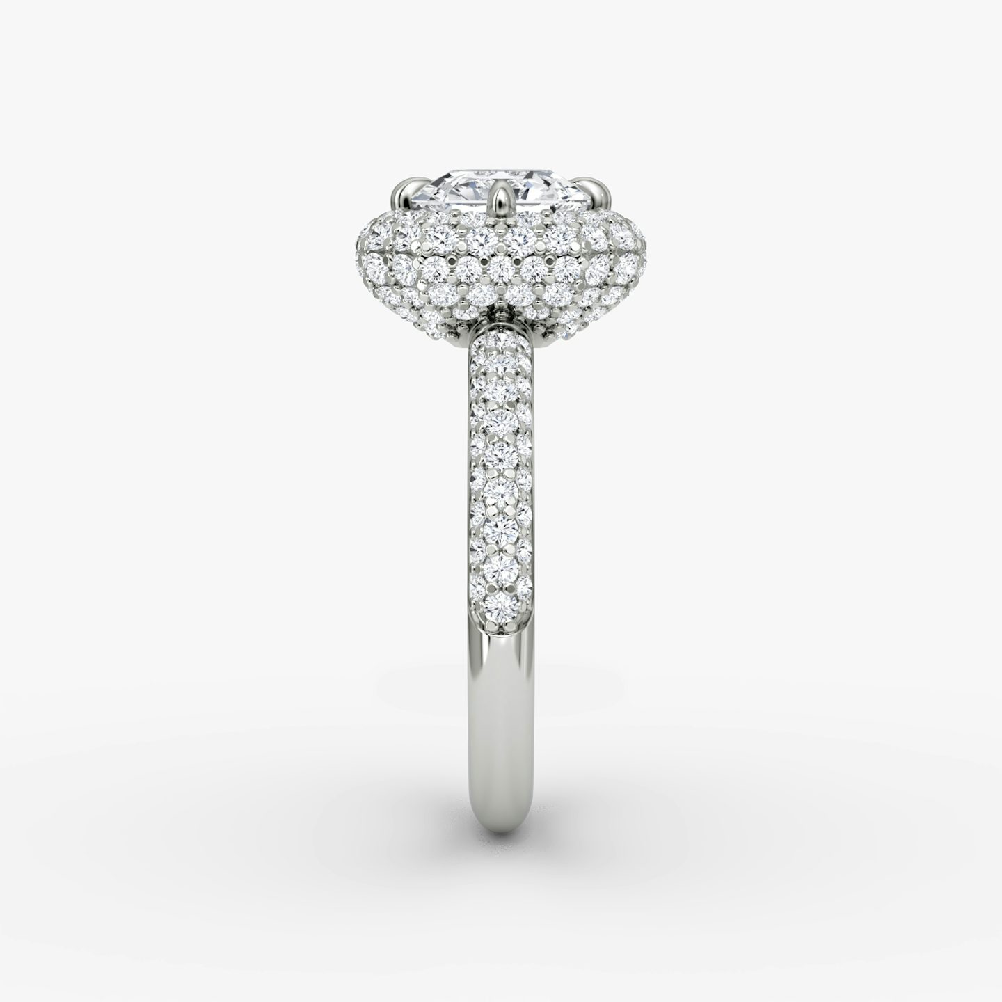 Anillo de compromiso Pavé Bombée | Asscher | 18k | Oro blanco | bandAccent: Pavé | diamondOrientation: vertical | caratWeight: other