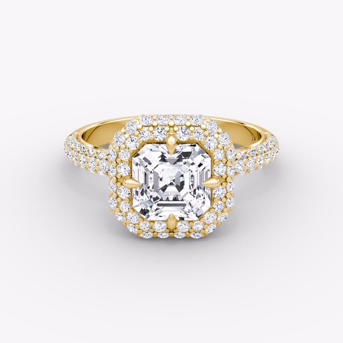 Anillo de compromiso Pavé Bombée | Asscher | 18k | Oro amarillo | bandAccent: Pavé | diamondOrientation: vertical | caratWeight: other