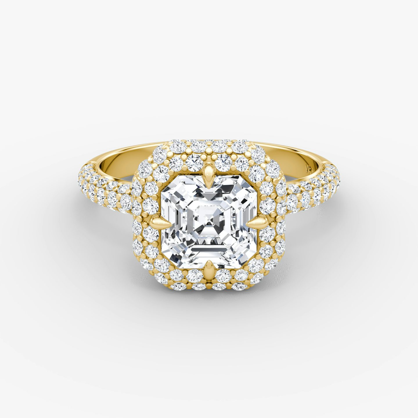 Anillo de compromiso Pavé Bombée | Asscher | 18k | Oro amarillo | bandAccent: Pavé | diamondOrientation: vertical | caratWeight: other