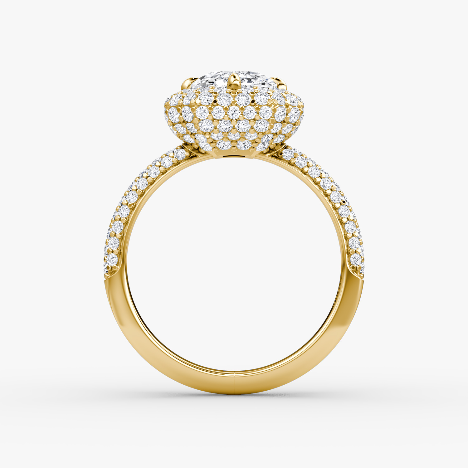 Bague de fiançailles Pavé Bombée | Asscher | 18k | Or jaune | bandAccent: Pavé | diamondOrientation: vertical | caratWeight: other