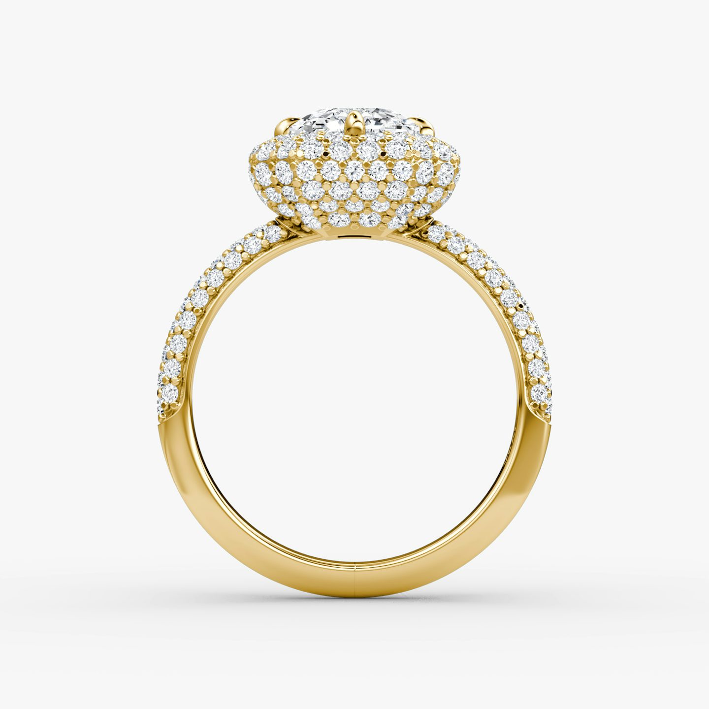 Anillo de compromiso Pavé Bombée | Asscher | 18k | Oro amarillo | bandAccent: Pavé | diamondOrientation: vertical | caratWeight: other