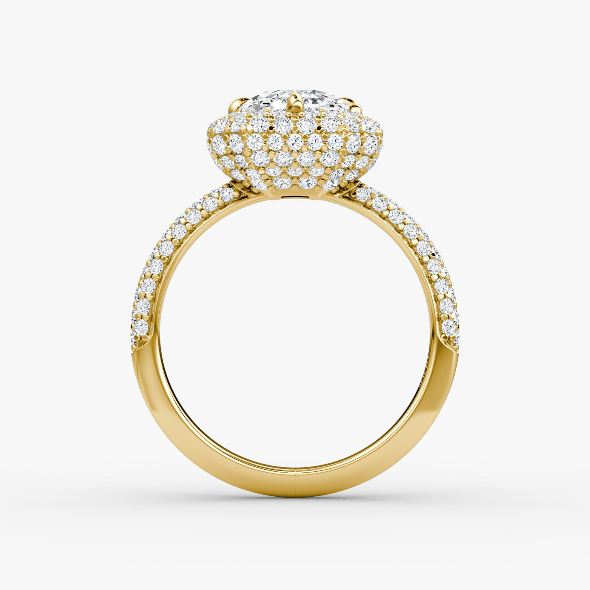 The Pavé Bombée | Asscher | 18k | Yellow Gold | bandAccent: Pavé | diamondOrientation: vertical | caratWeight: other