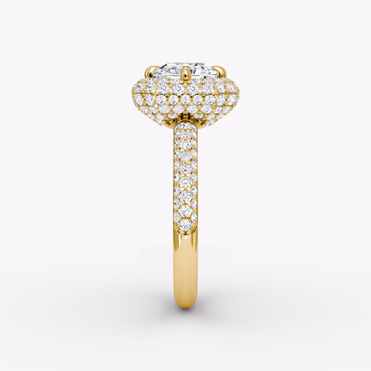 Anillo de compromiso Pavé Bombée | Asscher | 18k | Oro amarillo | bandAccent: Pavé | diamondOrientation: vertical | caratWeight: other