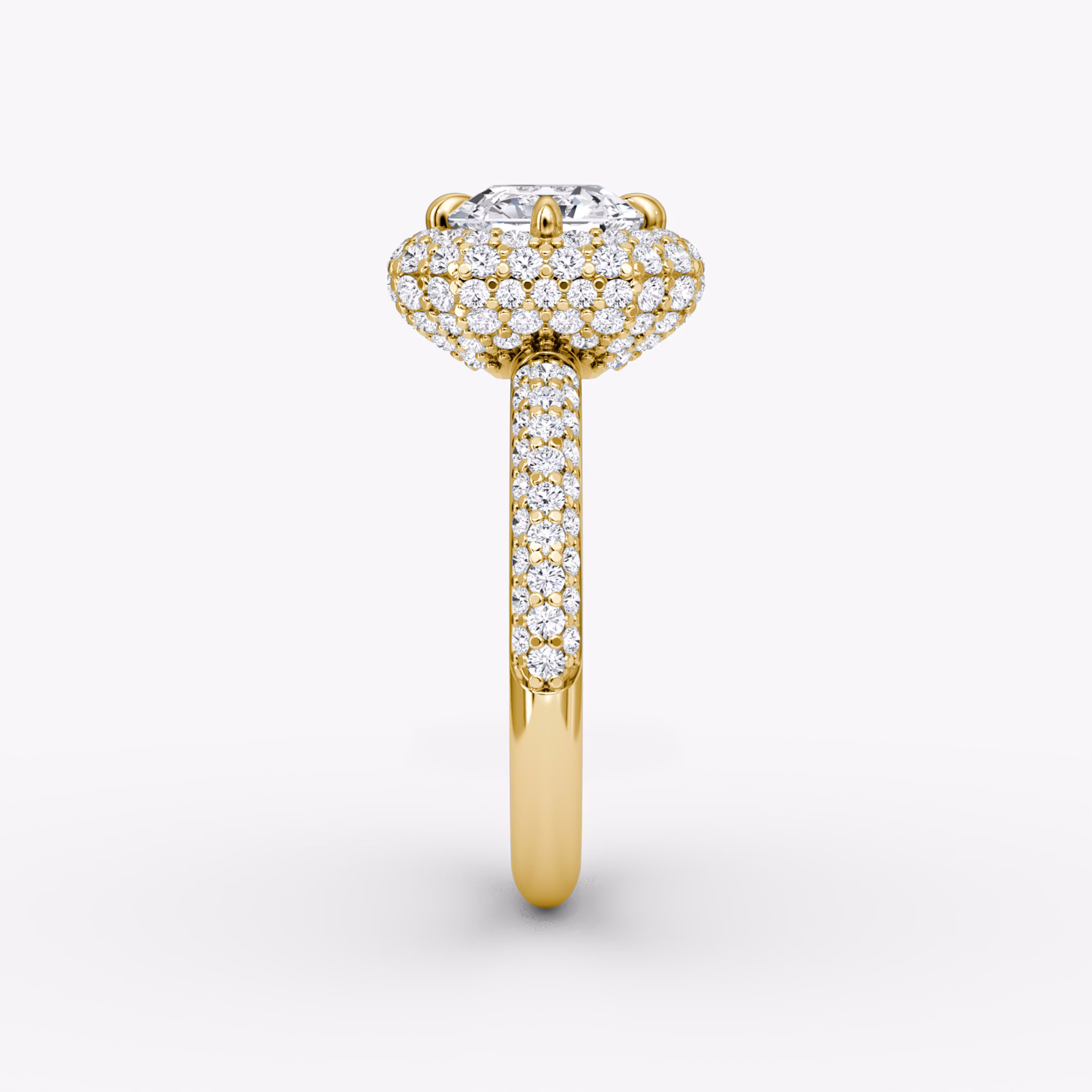 The Pavé Bombée | Asscher | 18k | Yellow Gold | bandAccent: Pavé | diamondOrientation: vertical | caratWeight: other