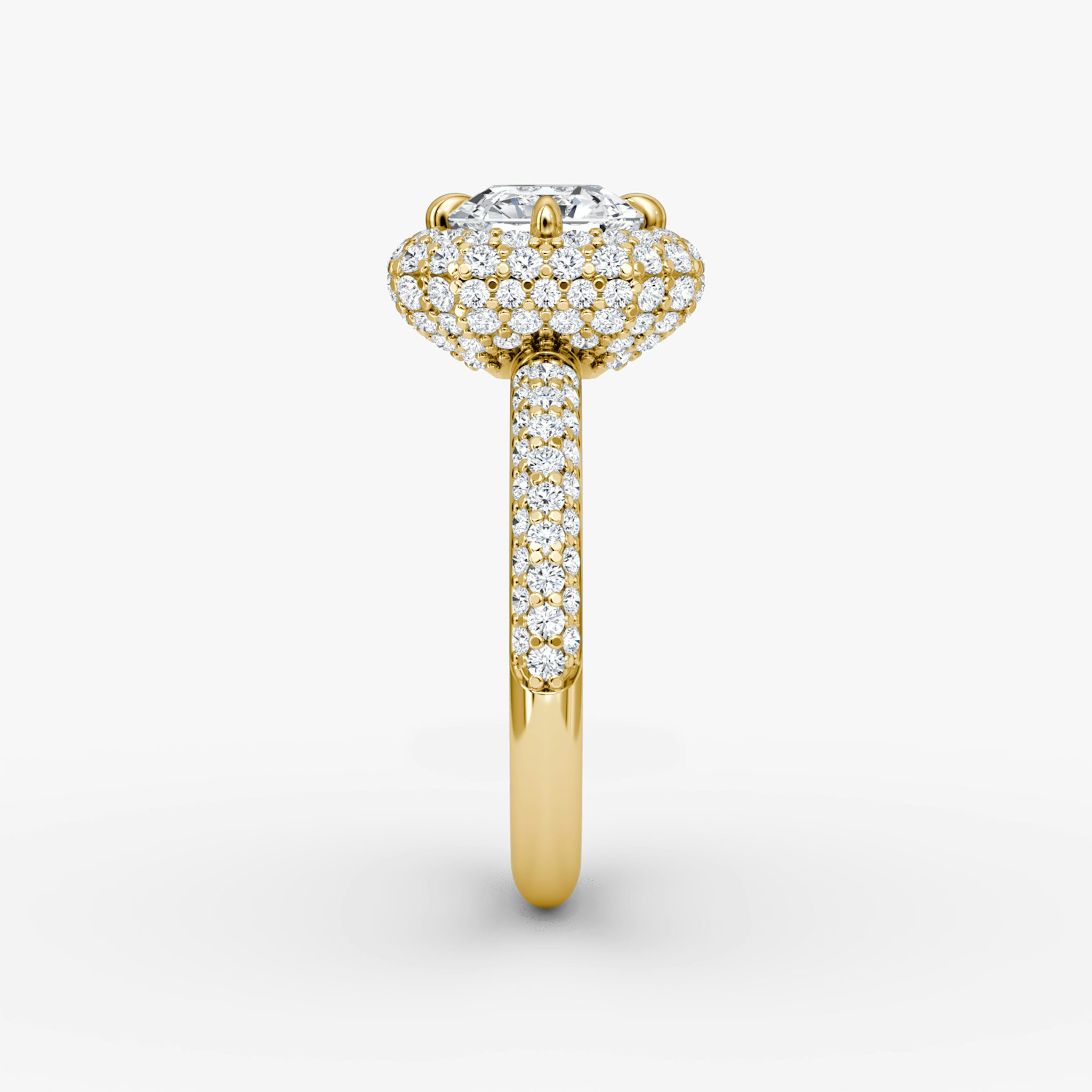 The Pavé Bombée | Asscher | 18k | Yellow Gold | bandAccent: Pavé | diamondOrientation: vertical | caratWeight: other