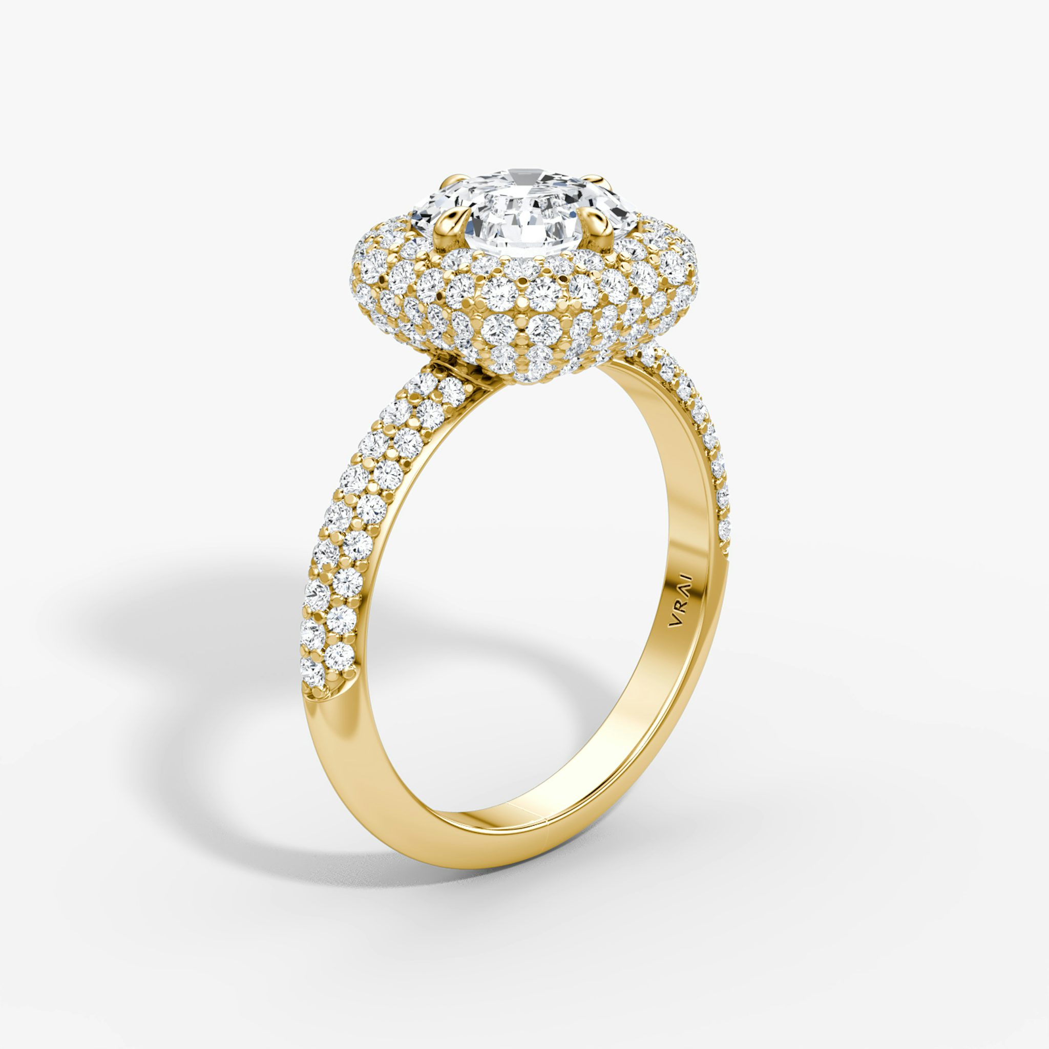 The Pavé Bombée | Asscher | 18k | Yellow Gold | bandAccent: Pavé | diamondOrientation: vertical | caratWeight: other