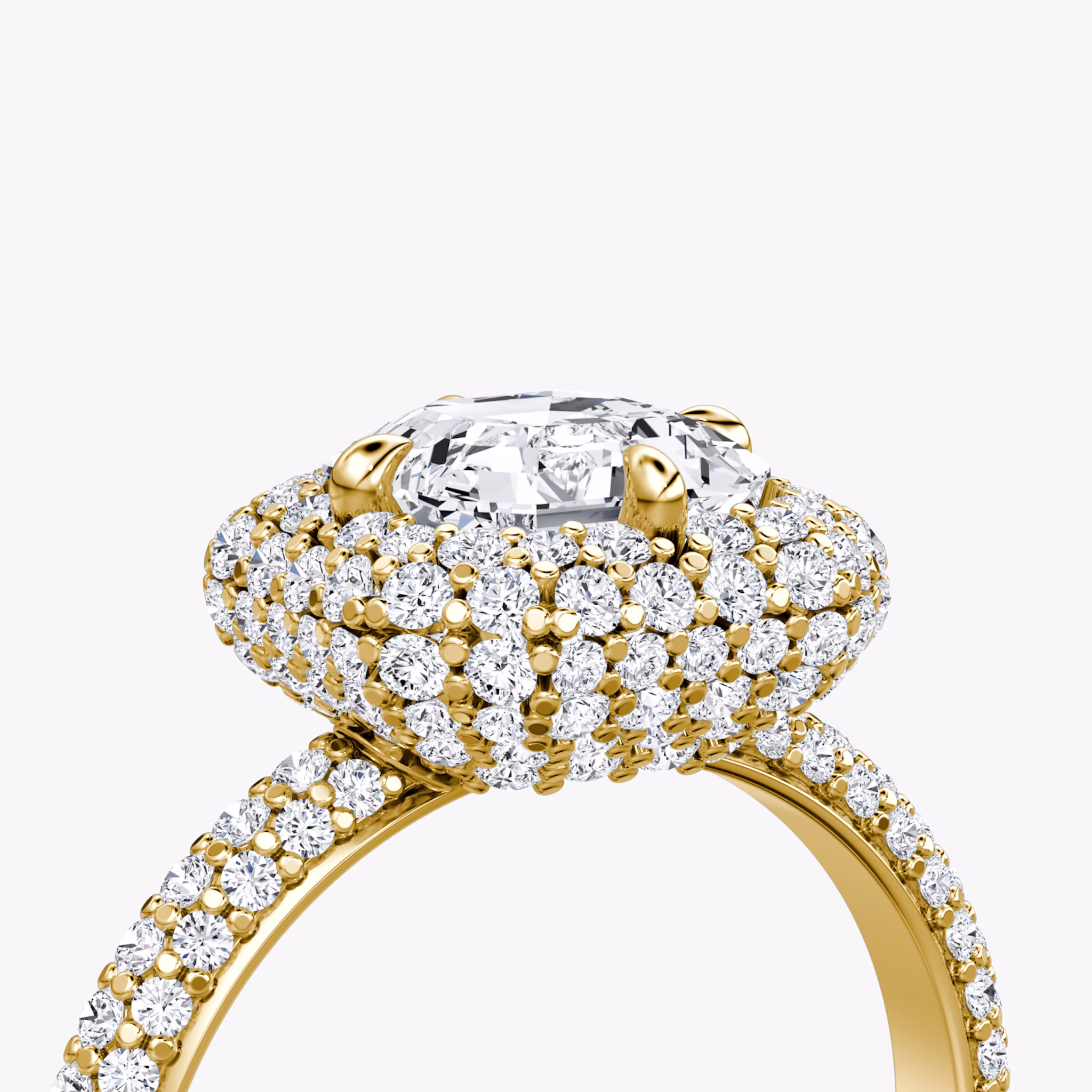 The Pavé Bombée | Asscher | 18k | Yellow Gold | bandAccent: Pavé | diamondOrientation: vertical | caratWeight: other