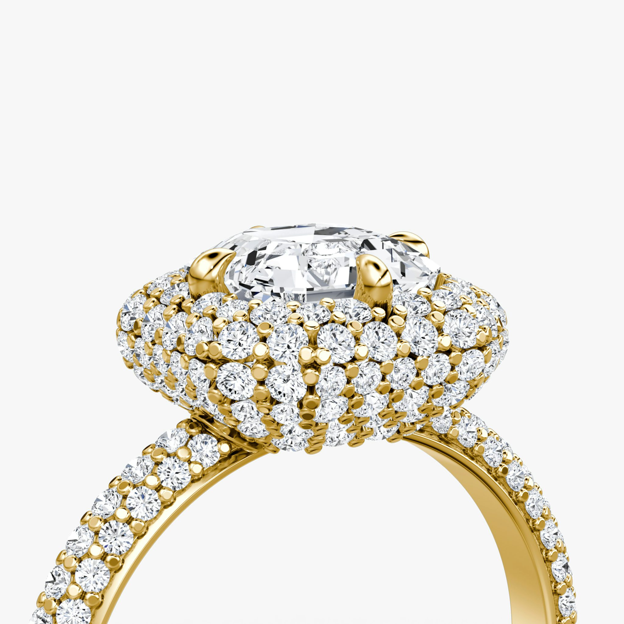 The Pavé Bombée | Asscher | 18k | Yellow Gold | bandAccent: Pavé | diamondOrientation: vertical | caratWeight: other