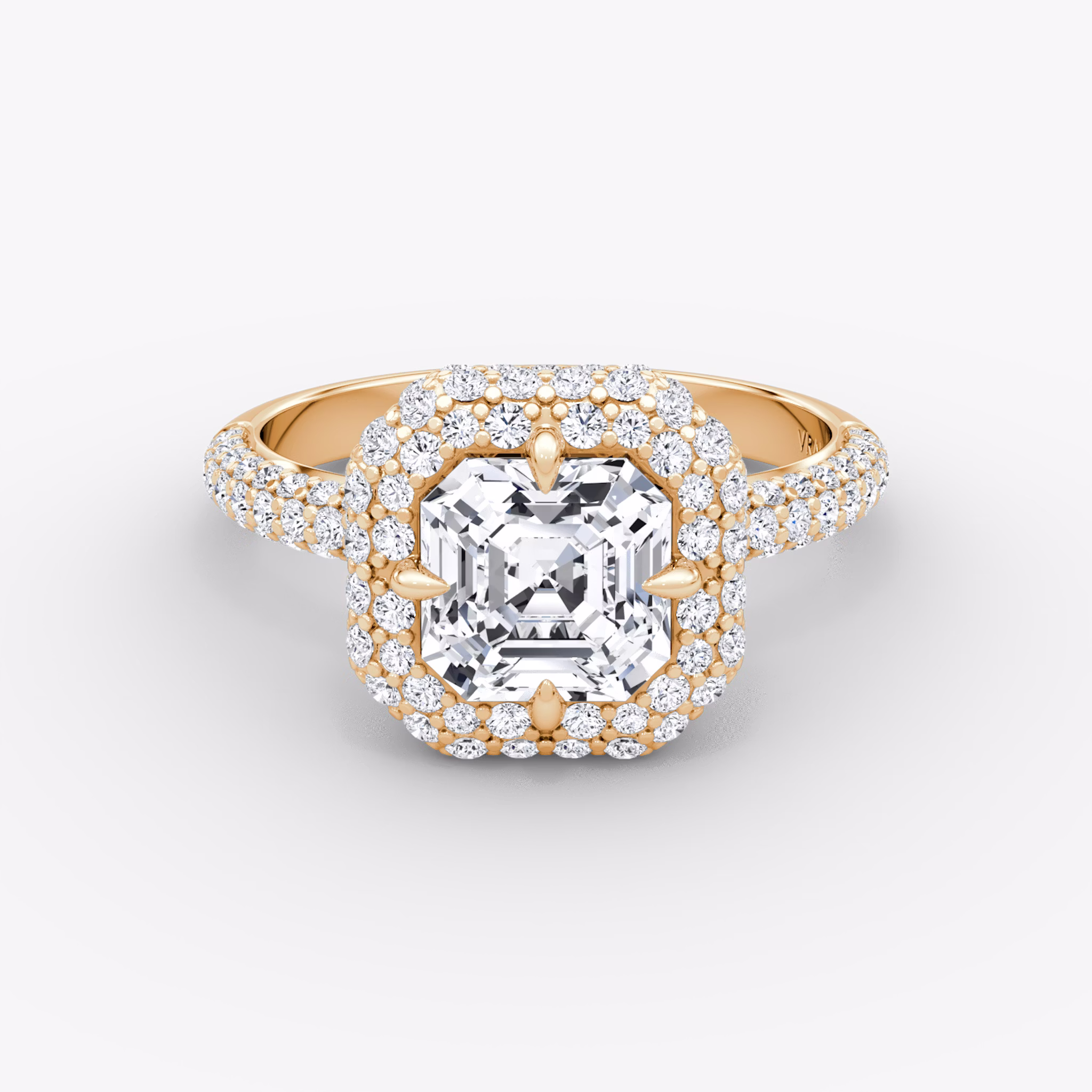 The Pavé Bombée | Asscher | 14k | Rose Gold | bandAccent: Pavé | diamondOrientation: vertical | caratWeight: other