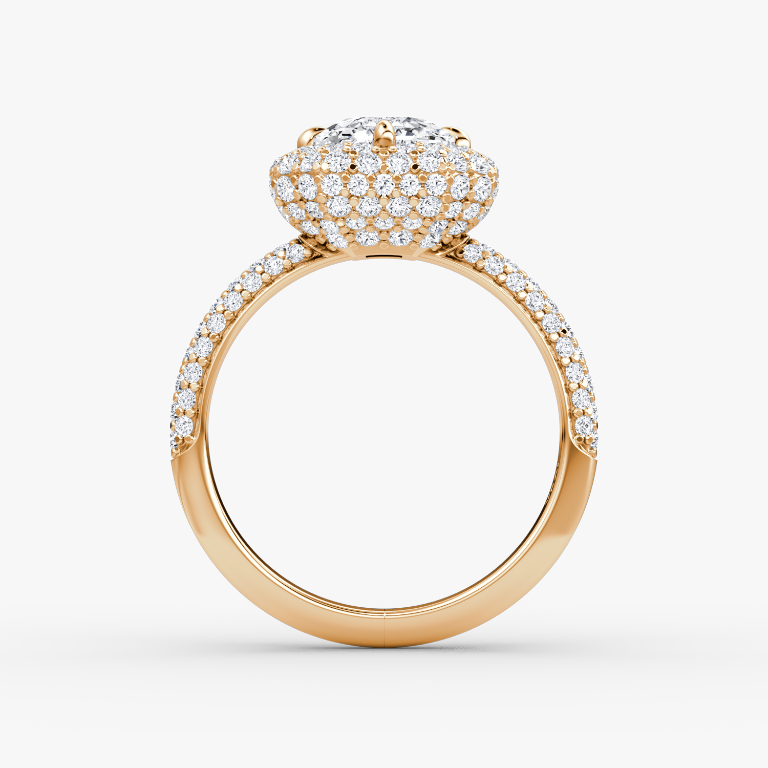 Bague de fiançailles Pavé Bombée | Asscher | 14k | Or rose | bandAccent: Pavé | diamondOrientation: vertical | caratWeight: other