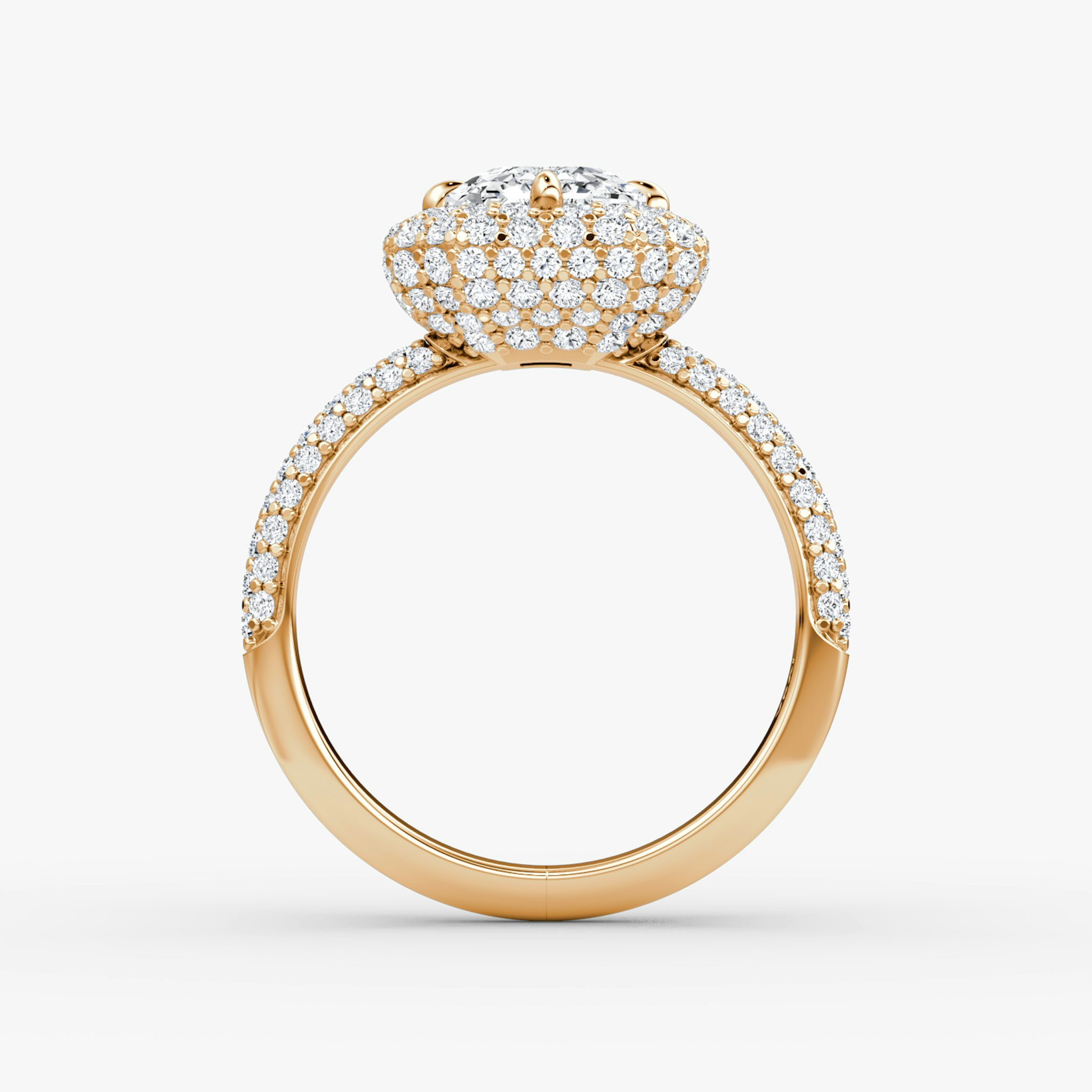 The Pavé Bombée | Asscher | 14k | Rose Gold | bandAccent: Pavé | diamondOrientation: vertical | caratWeight: other