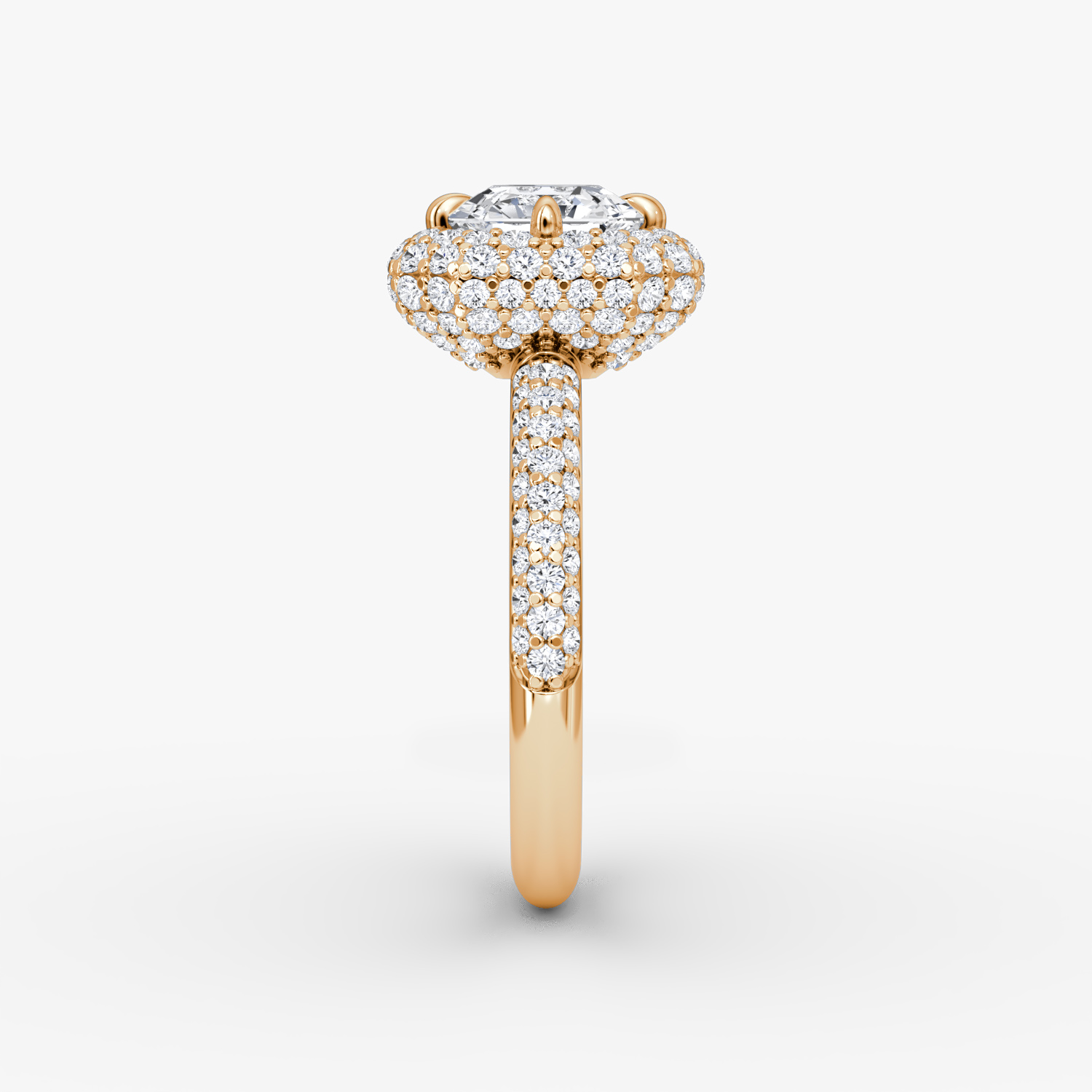 Bague de fiançailles Pavé Bombée | Asscher | 14k | Or rose | bandAccent: Pavé | diamondOrientation: vertical | caratWeight: other