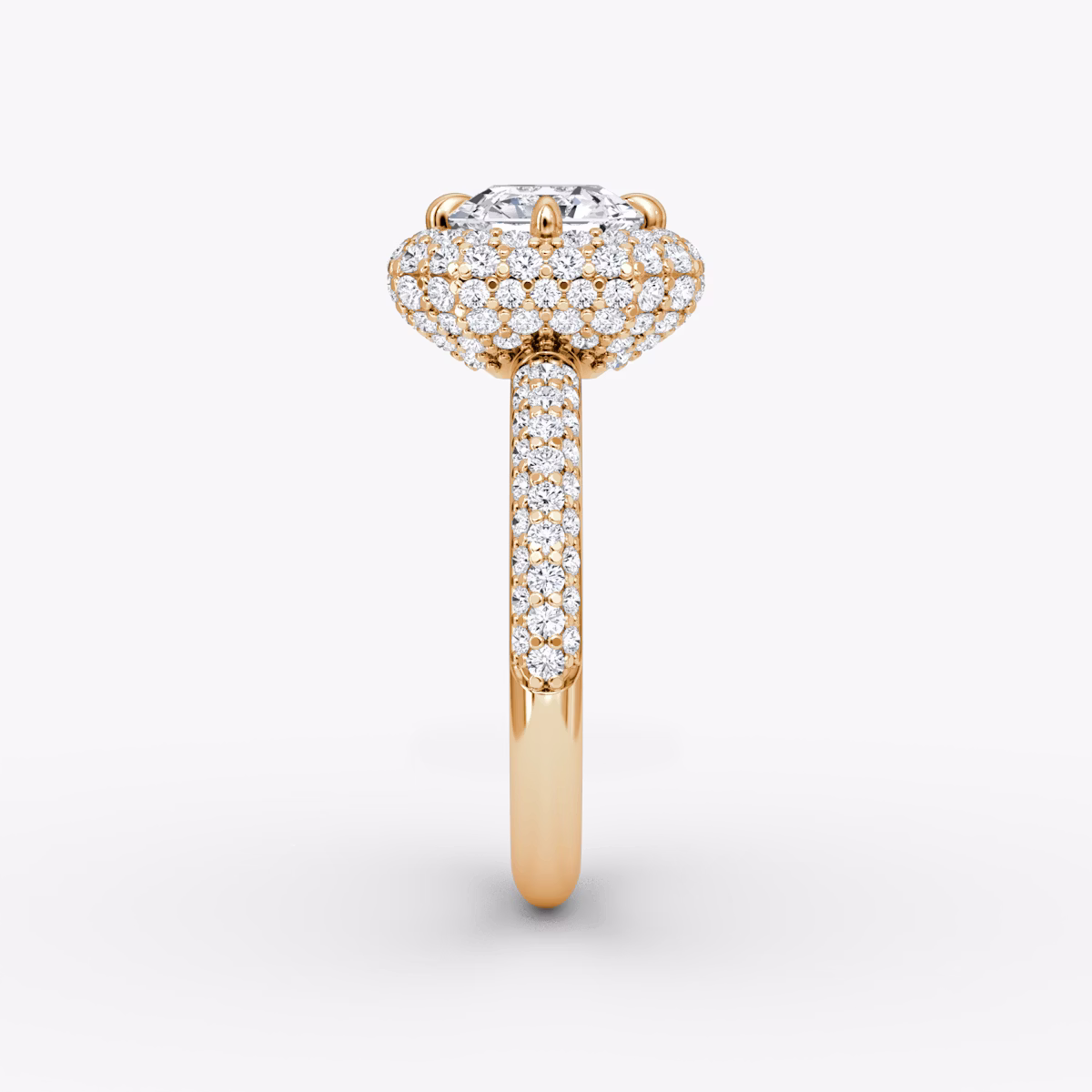 Anillo de compromiso Pavé Bombée | Asscher | 14k | Oro rosa | bandAccent: Pavé | diamondOrientation: vertical | caratWeight: other