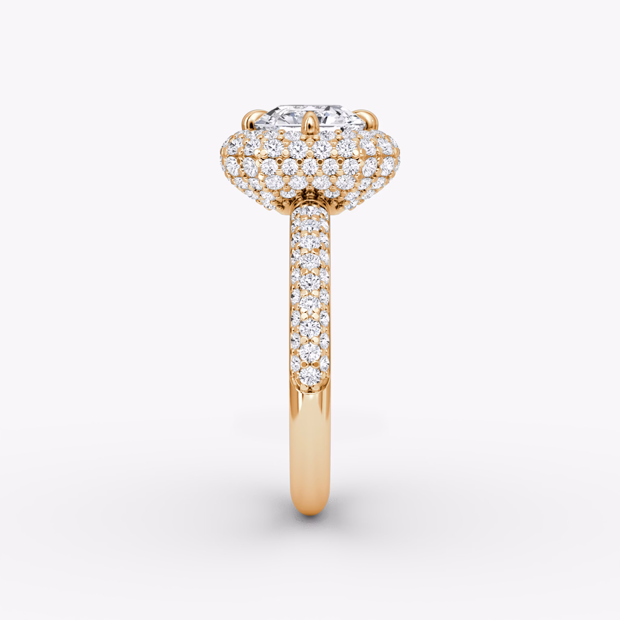 The Pavé Bombée | Asscher | 14k | Rose Gold | bandAccent: Pavé | diamondOrientation: vertical | caratWeight: other