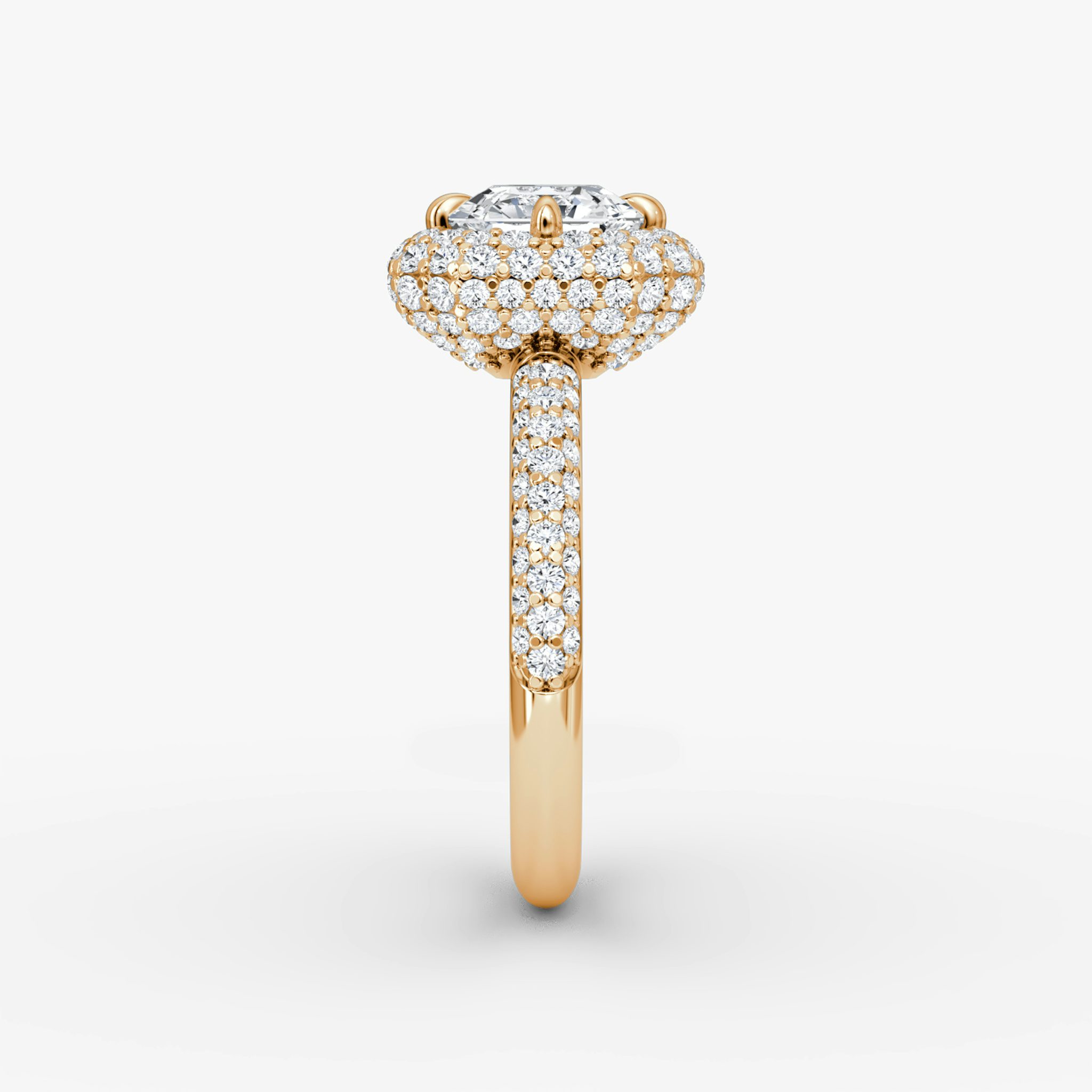 The Pavé Bombée | Asscher | 14k | Rose Gold | bandAccent: Pavé | diamondOrientation: vertical | caratWeight: other