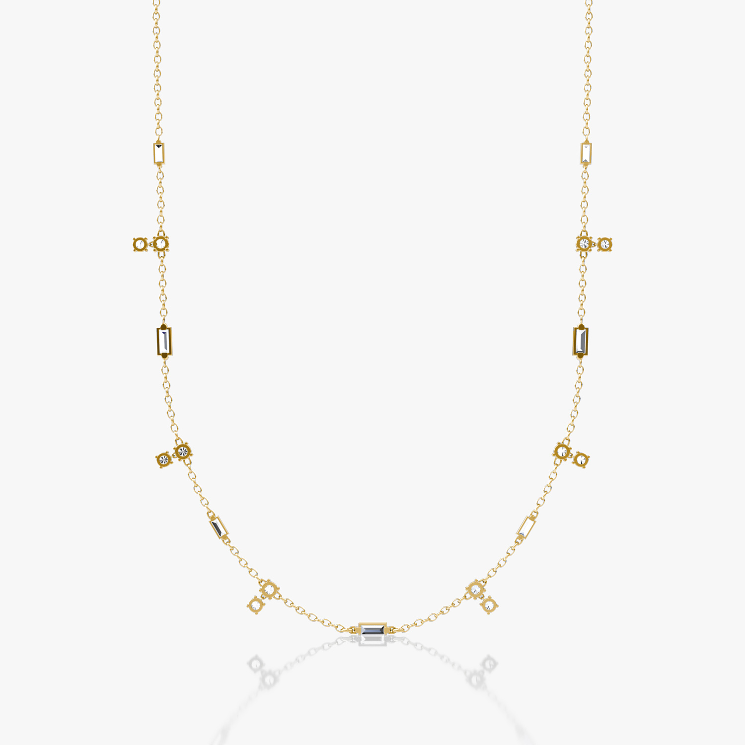 Collier ras-du-cou Mixed Shape Station | 14k | Or jaune | chainLength: 15