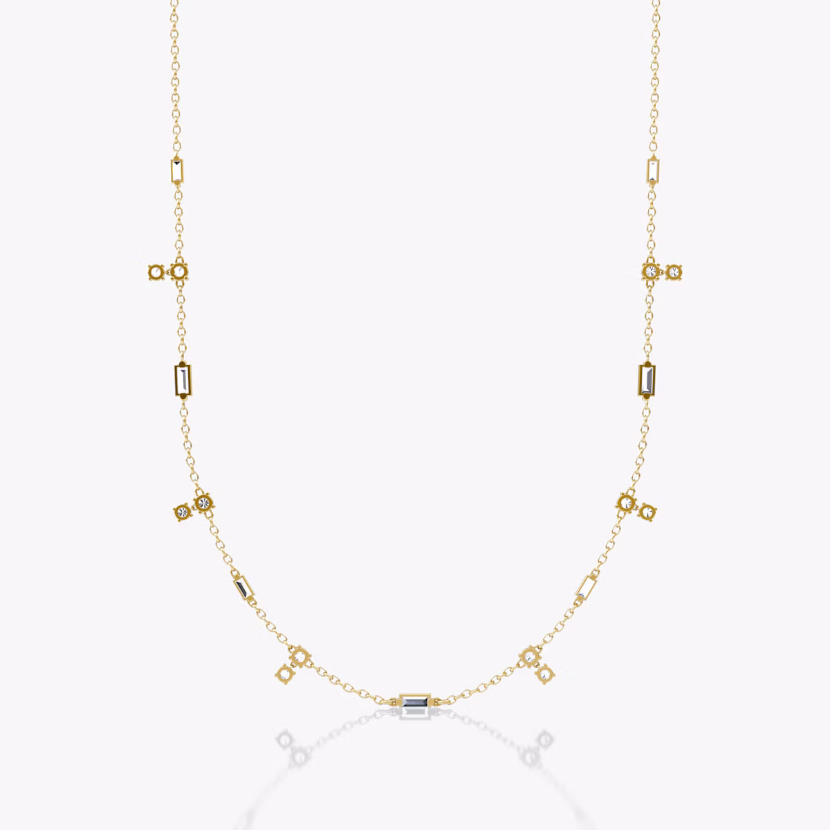 Mixed Shape Station Choker | 14k | Yellow Gold | chainLength: 15