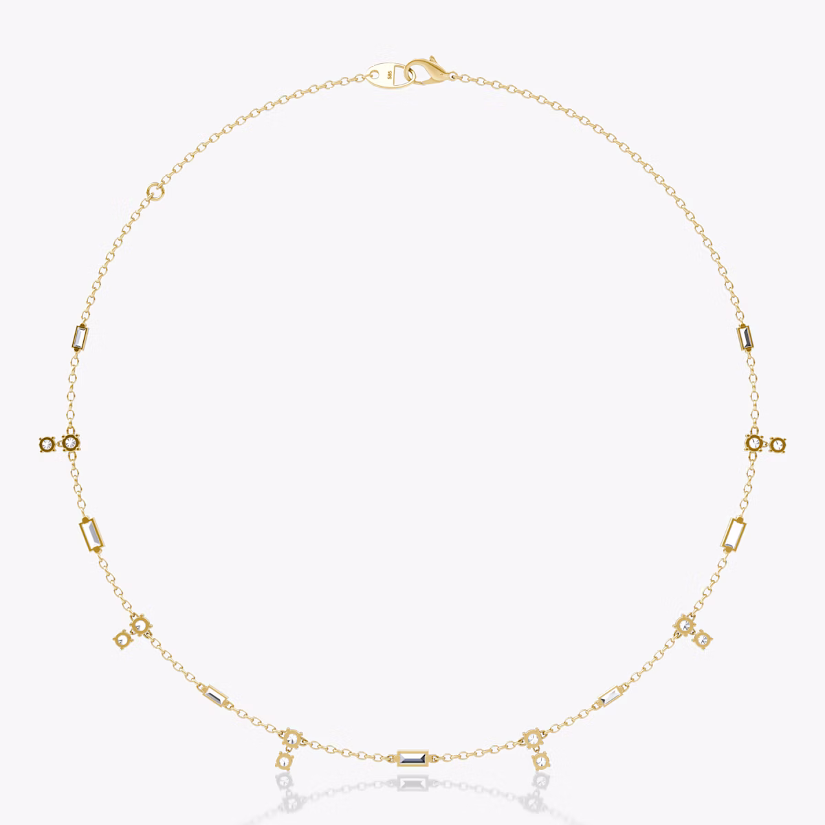 Mixed Shape Station Choker | 14k | Yellow Gold | chainLength: 15