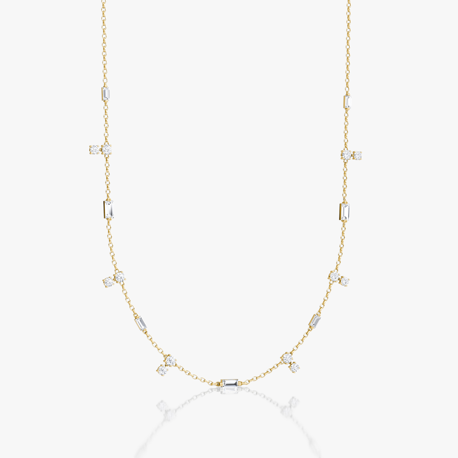 Collier ras-du-cou Mixed Shape Station | 14k | Or jaune | chainLength: 15
