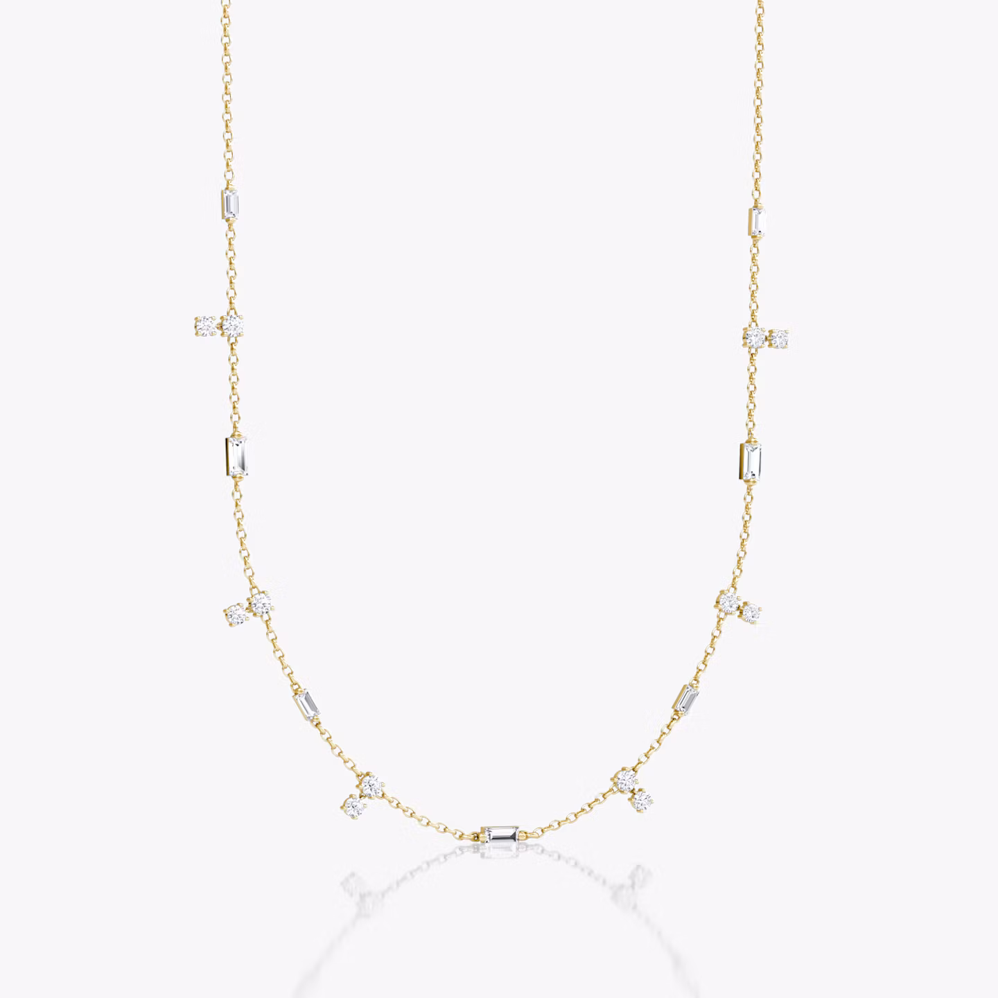 Mixed Shape Station Choker | 14k | Yellow Gold | chainLength: 15