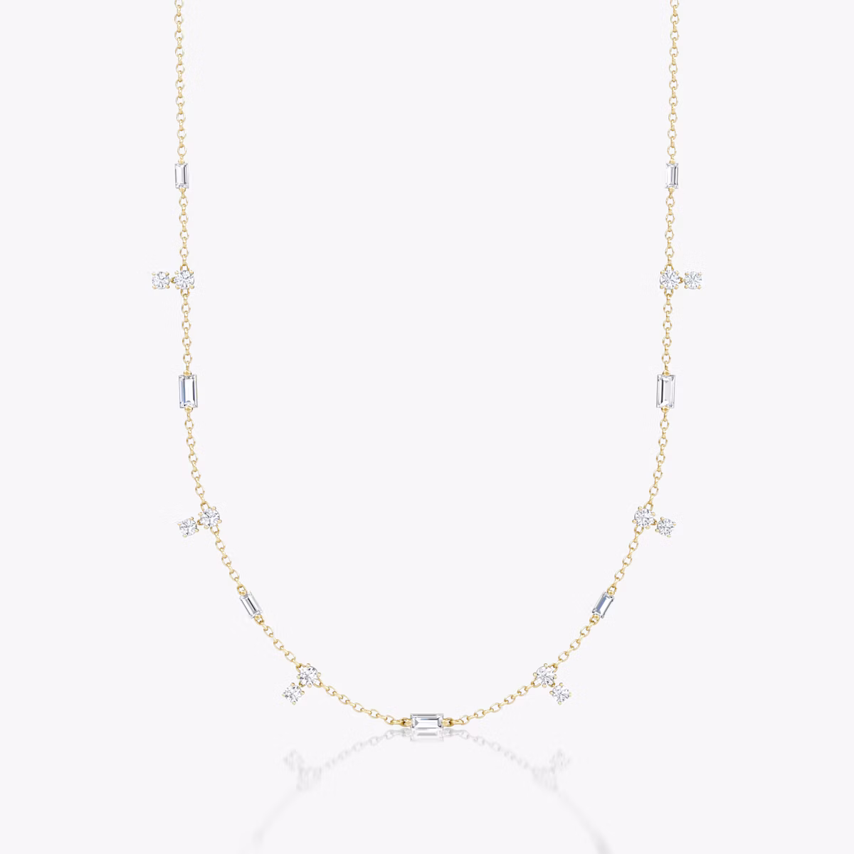 Mixed Shape Station Choker | 14k | Yellow Gold | chainLength: 15