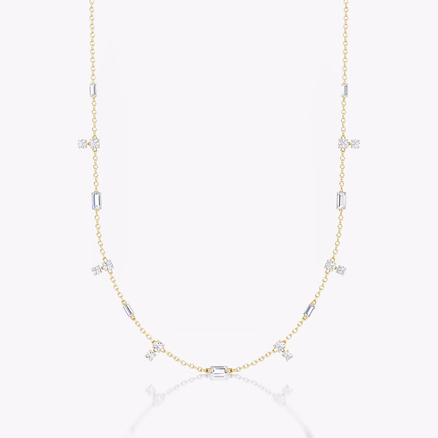 Mixed Shape Station Choker | Yellow Gold