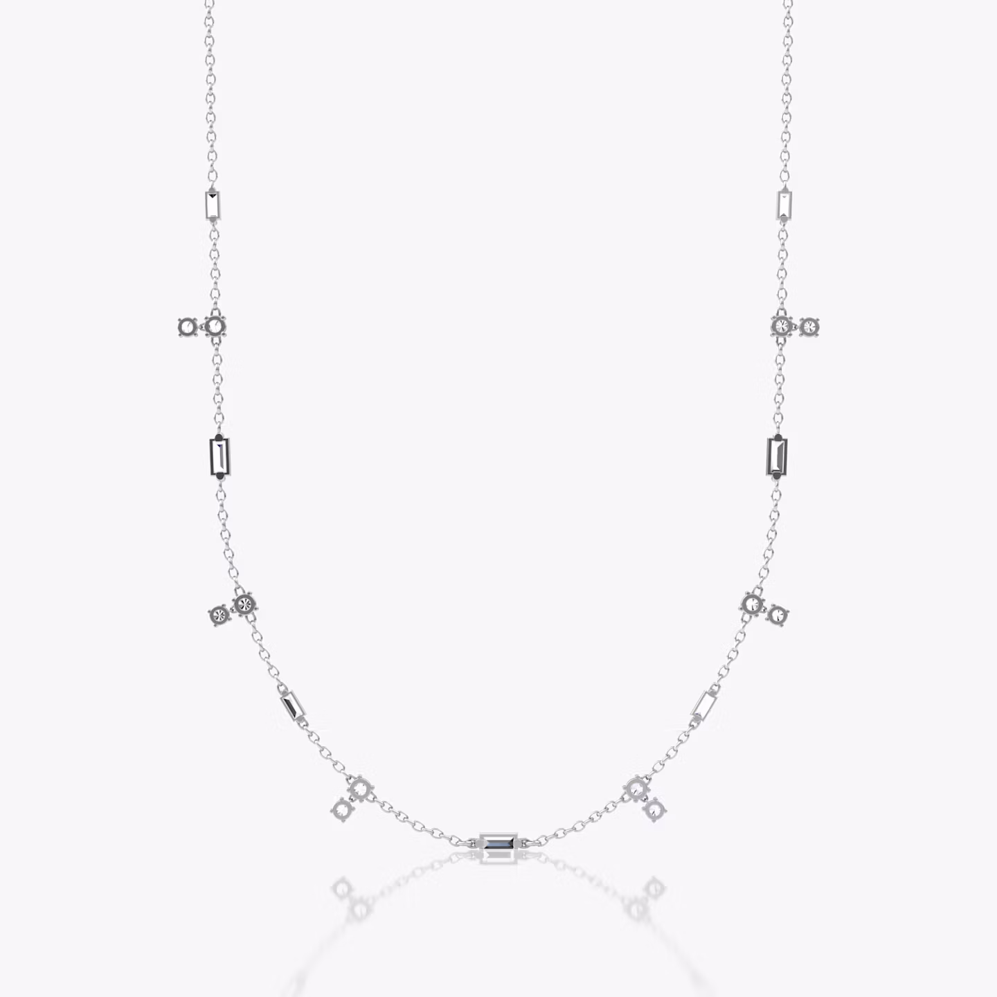 Mixed Shape Station Choker | Sterling Silver | chainLength: 15