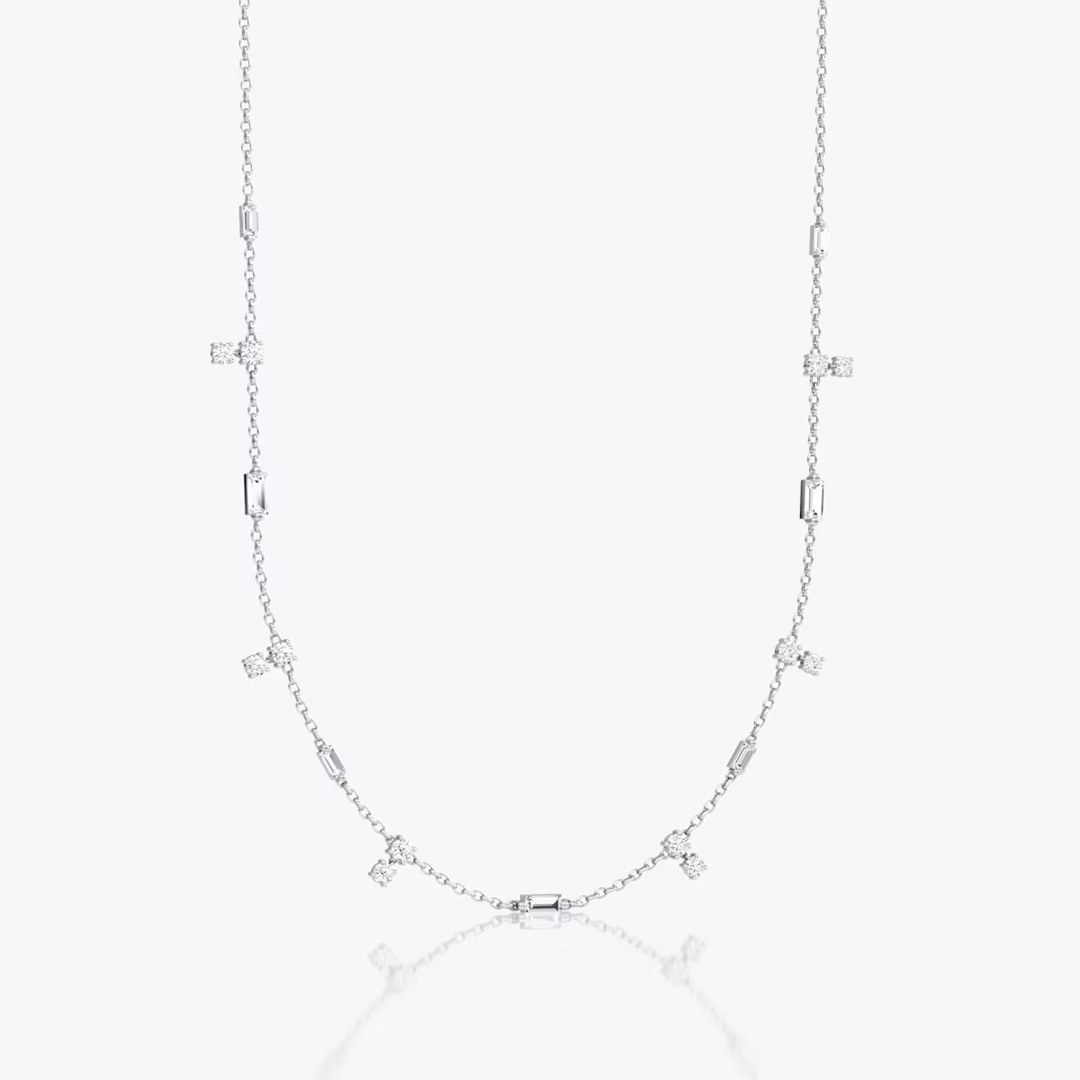 Mixed Shape Station Choker | Sterling Silver | chainLength: 15