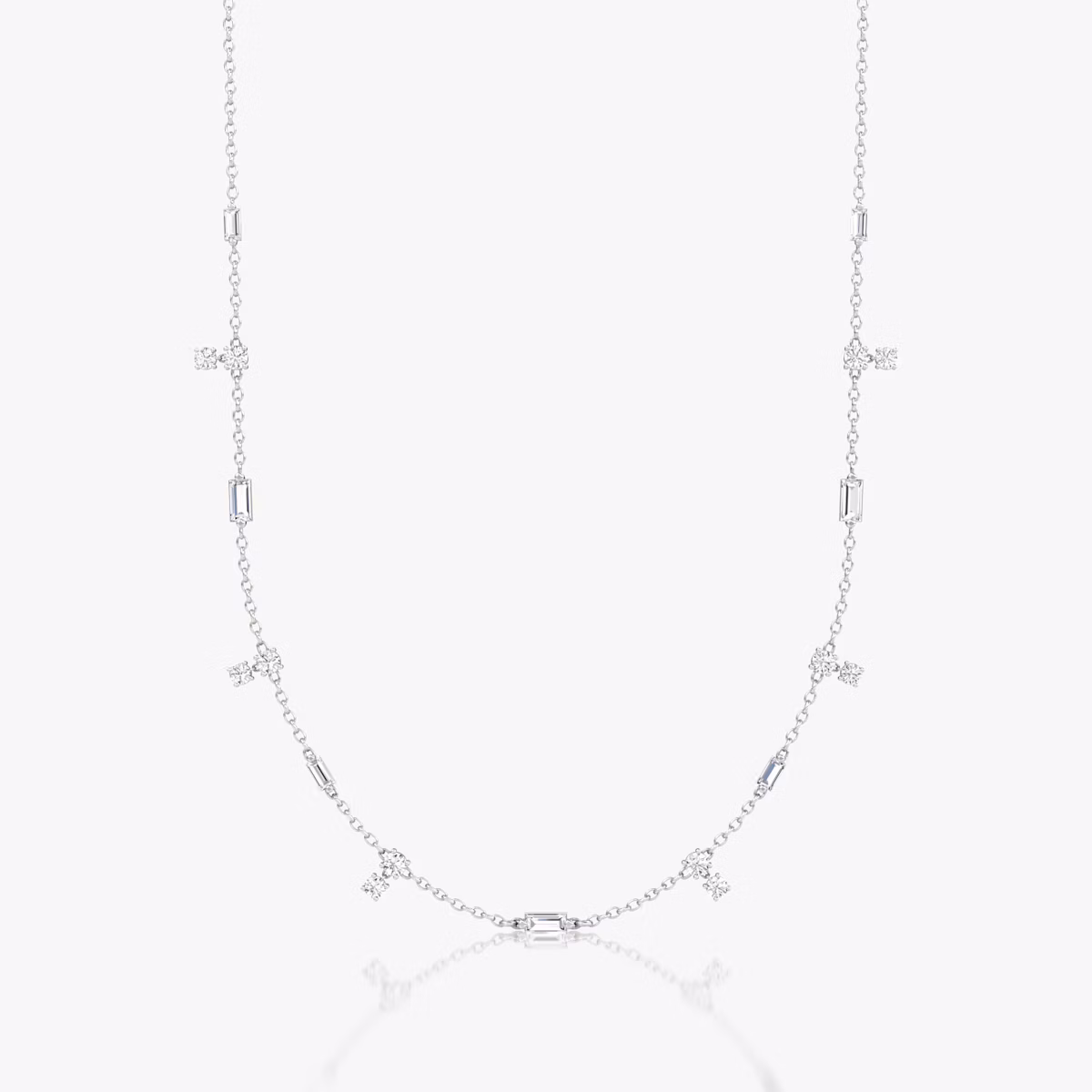Mixed Shape Station Choker | Sterling Silver | chainLength: 15