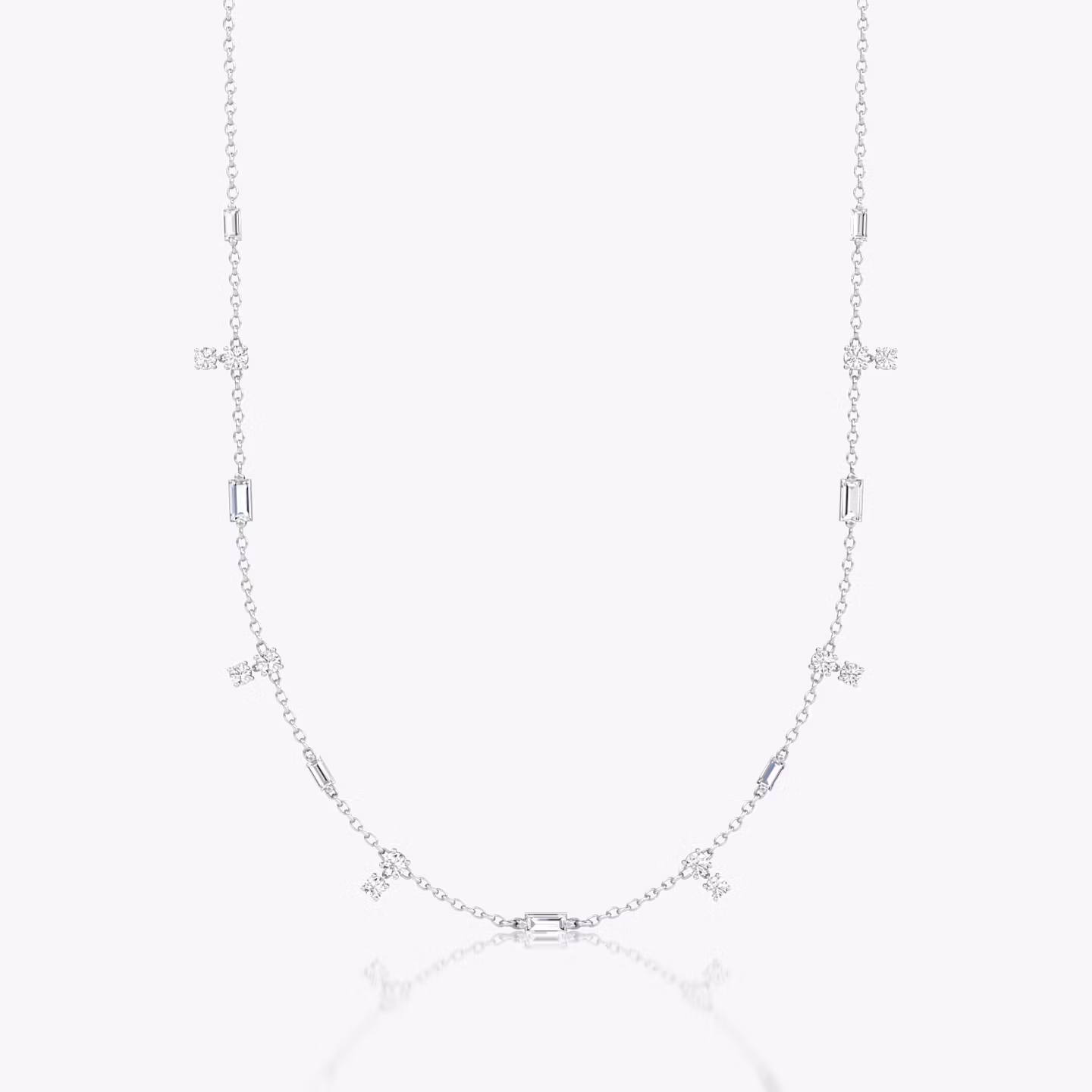 Mixed Shape Station Choker | Sterling Silver | chainLength: 15