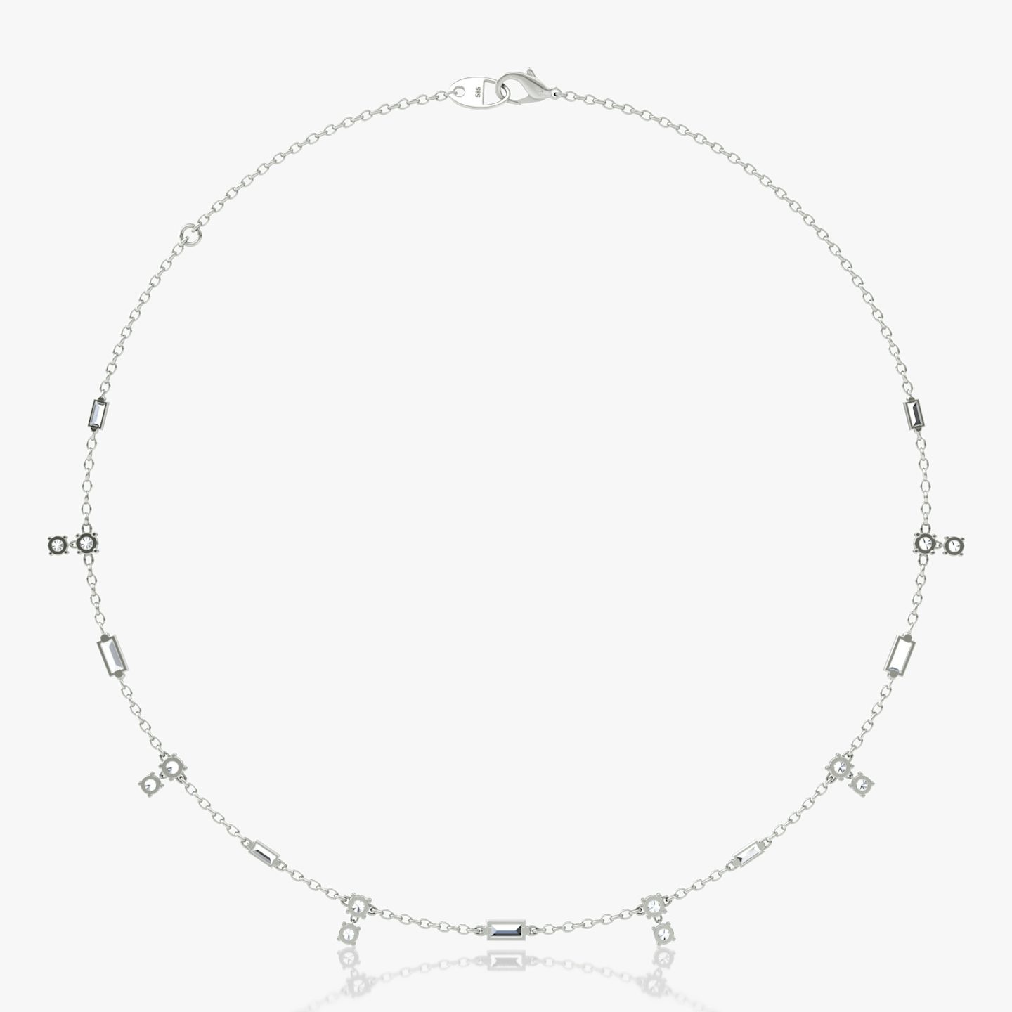 Mixed Shape Station Choker | Sterling Silver | chainLength: 15