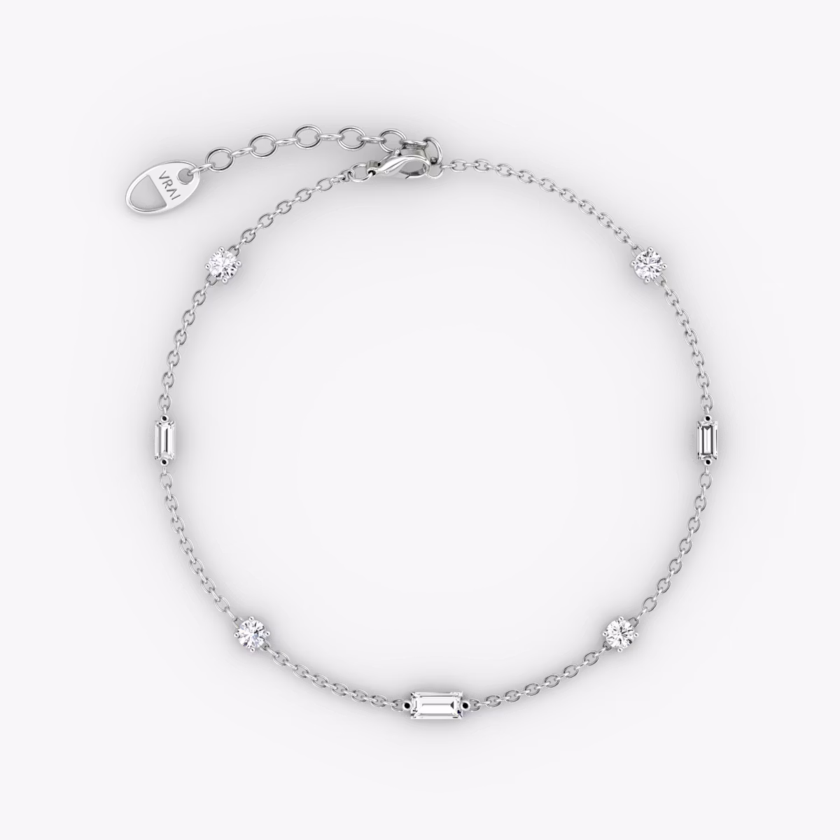 Mixed Shape Station Bracelet | Sterling Silver | chainLength: 7"