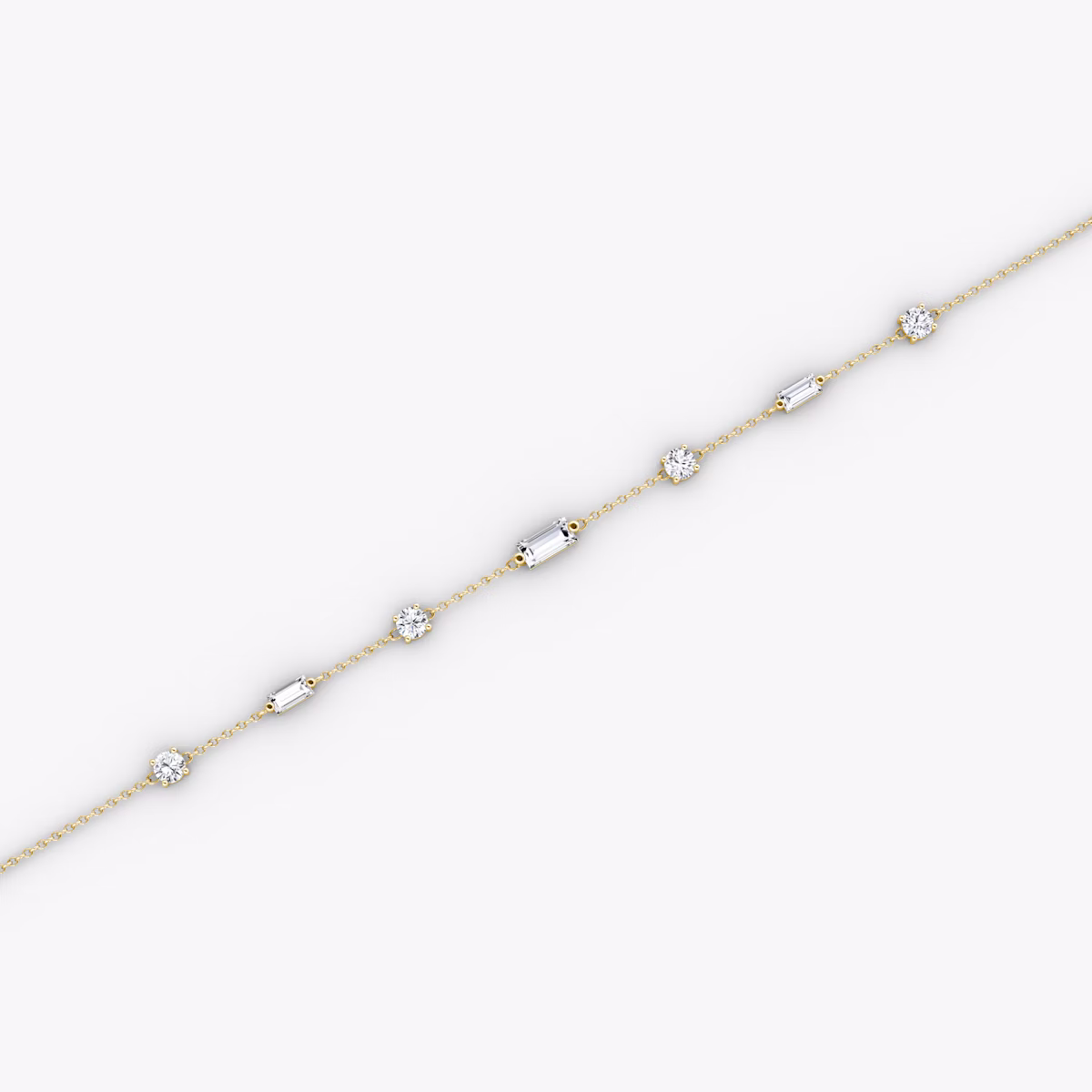 Mixed Shape Station Bracelet | 14k | Yellow Gold | chainLength: 7"