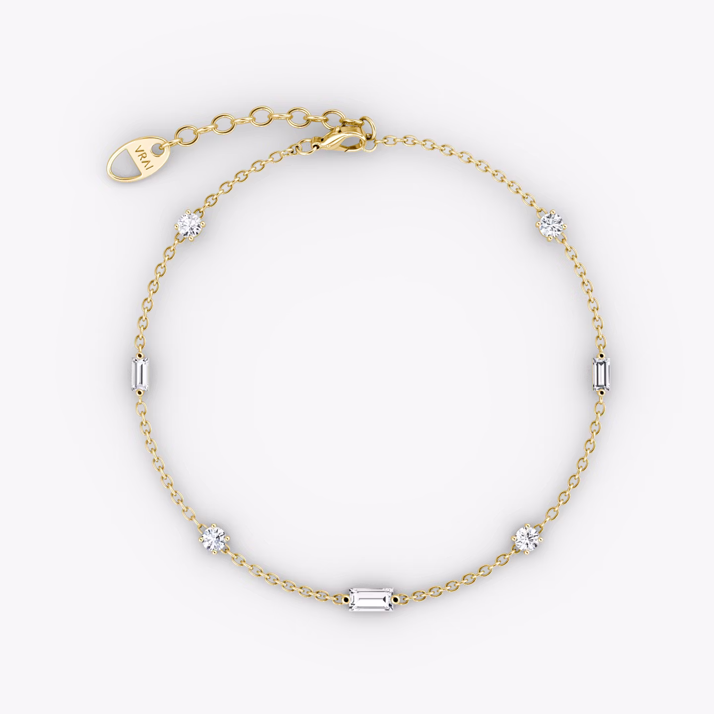 Mixed Shape Station Bracelet | 14k | Yellow Gold | chainLength: 7"