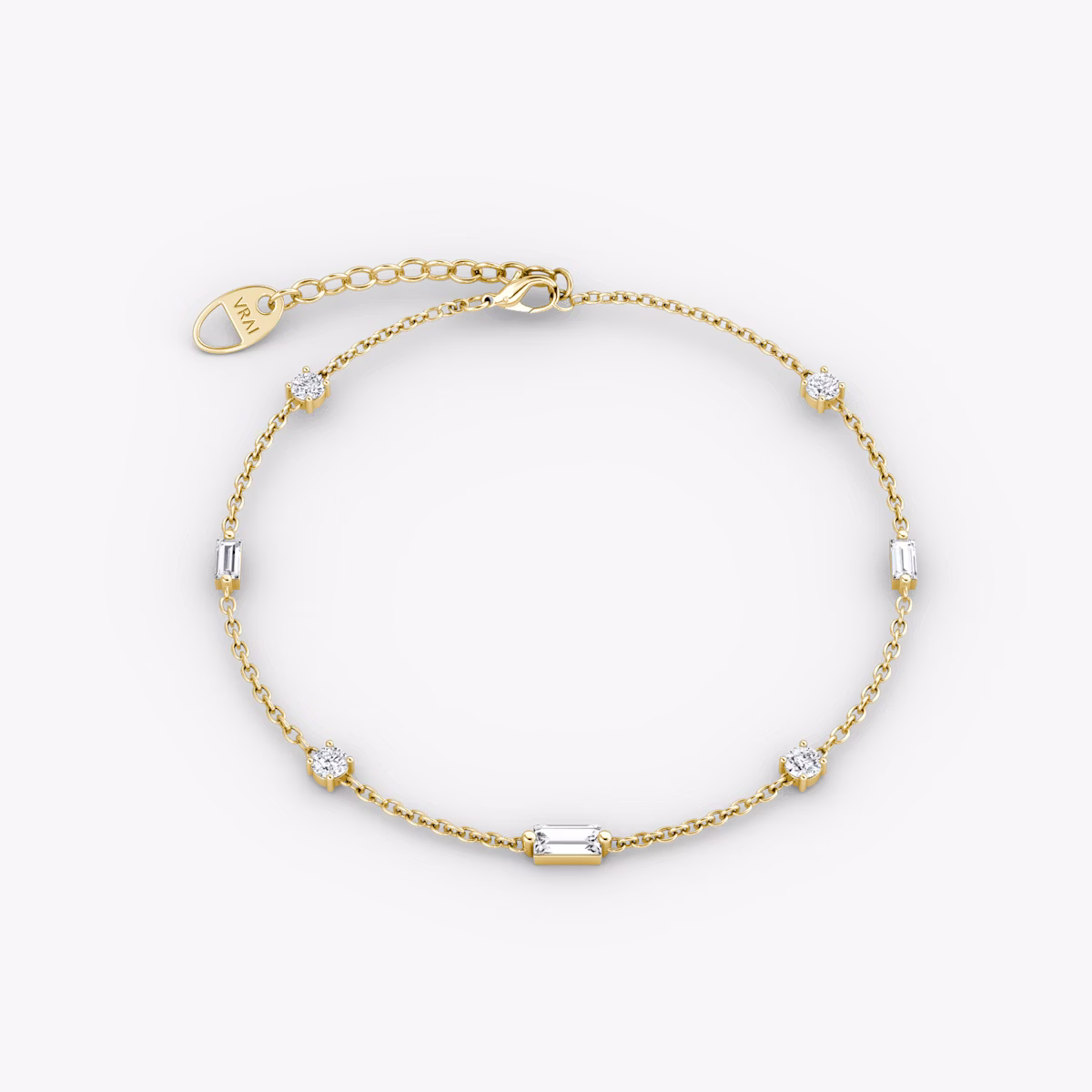 Mixed Shape Station Bracelet | 14k | Yellow Gold | chainLength: 7"